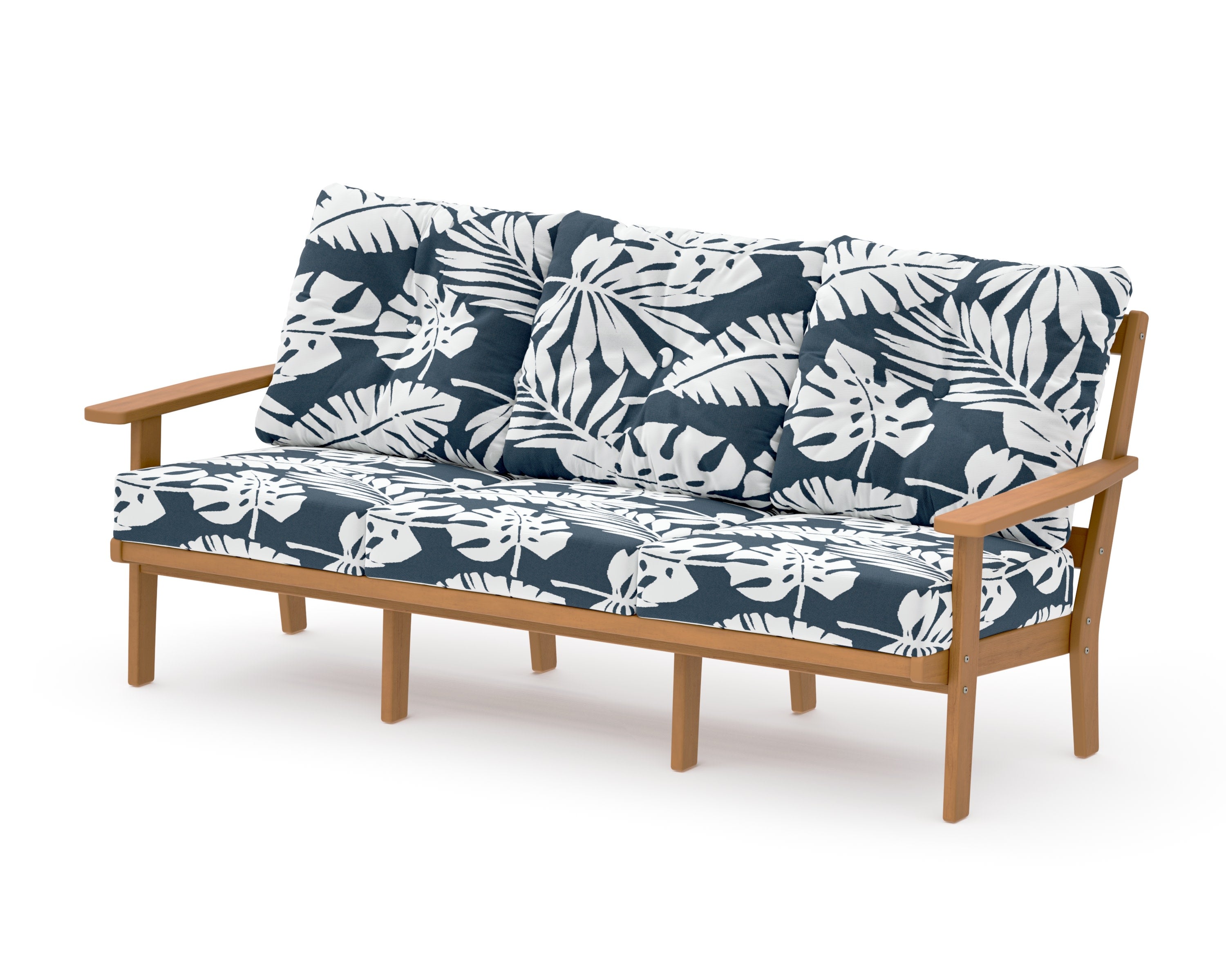PrairieDeep Seating Sofa in Natural / Leaf Marine Indigo