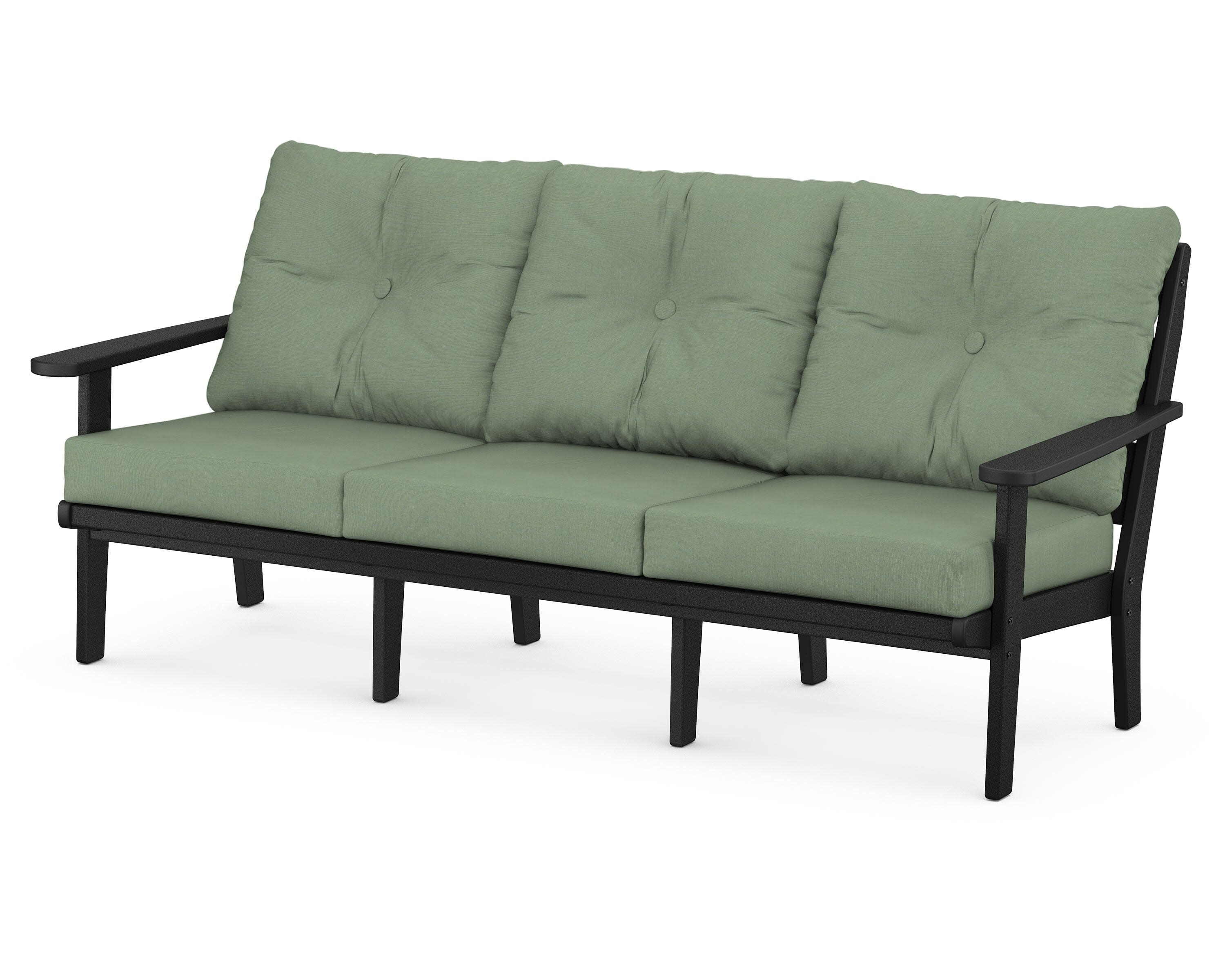 Lakeside Deep Seating Sofa in Black / Exhale Rainwashed