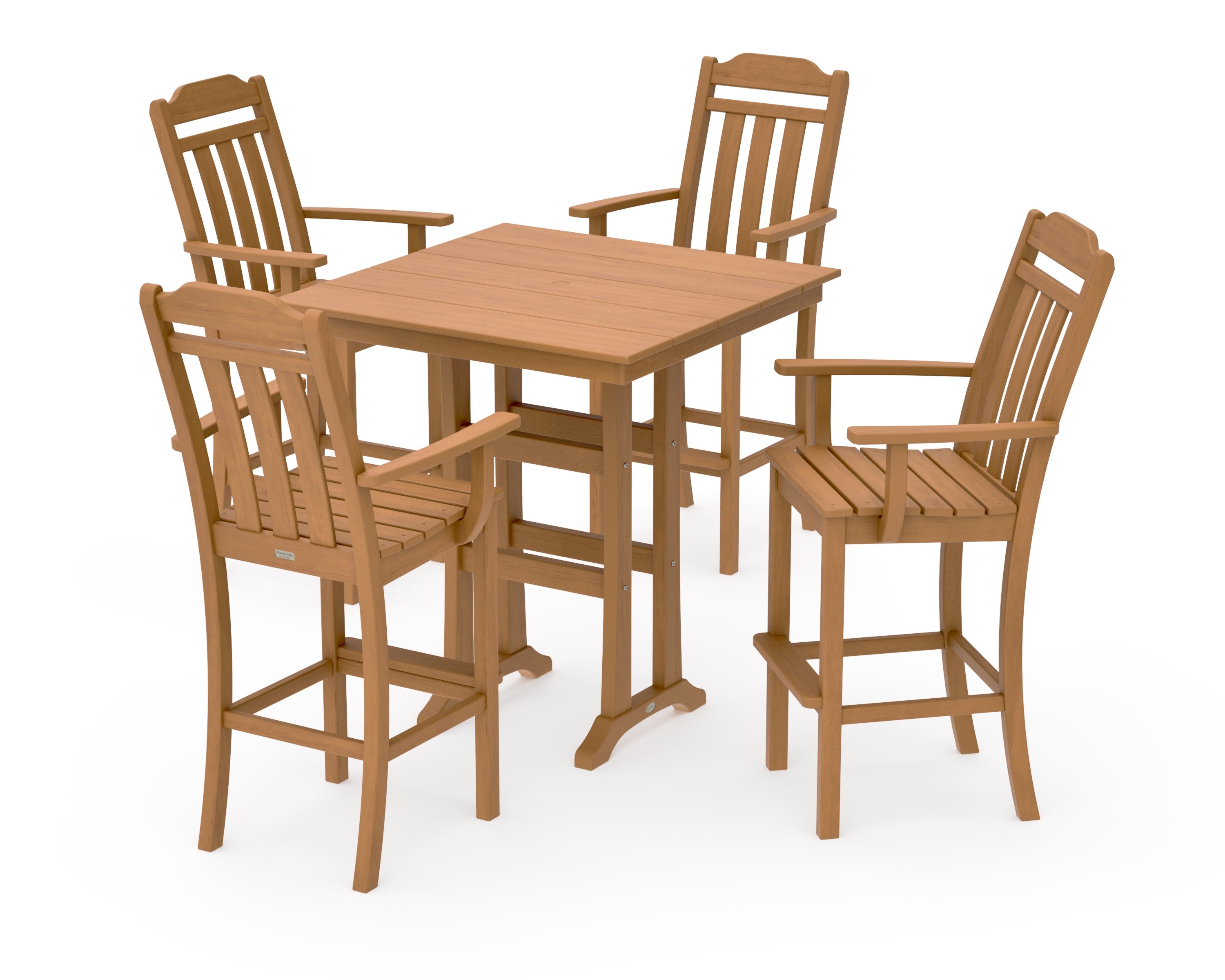 Cottage 5-Piece Farmhouse Bar Set with Trestle Legs in Natural