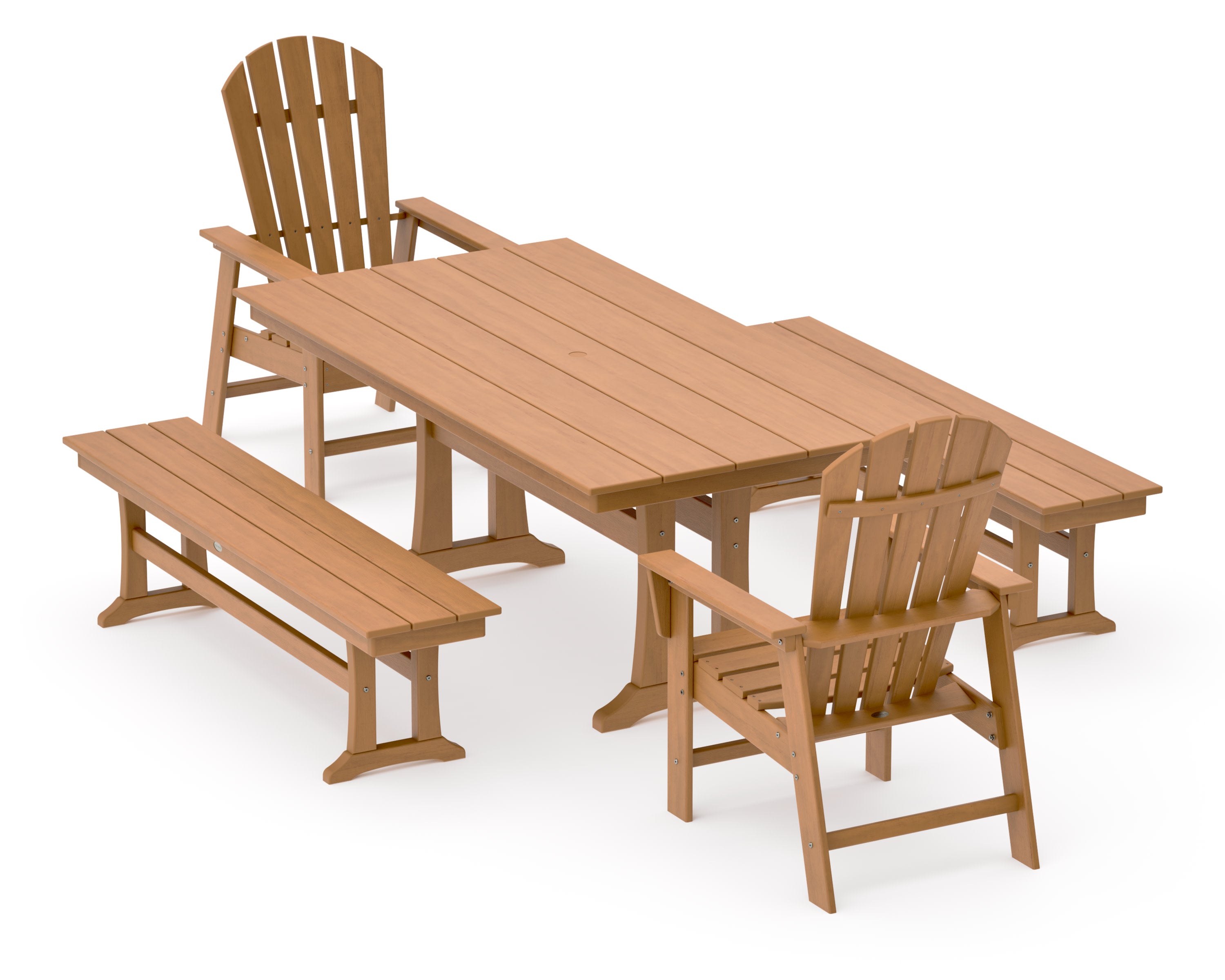 South Beach 5-Piece Farmhouse Dining Set With Trestle Legs in Natural