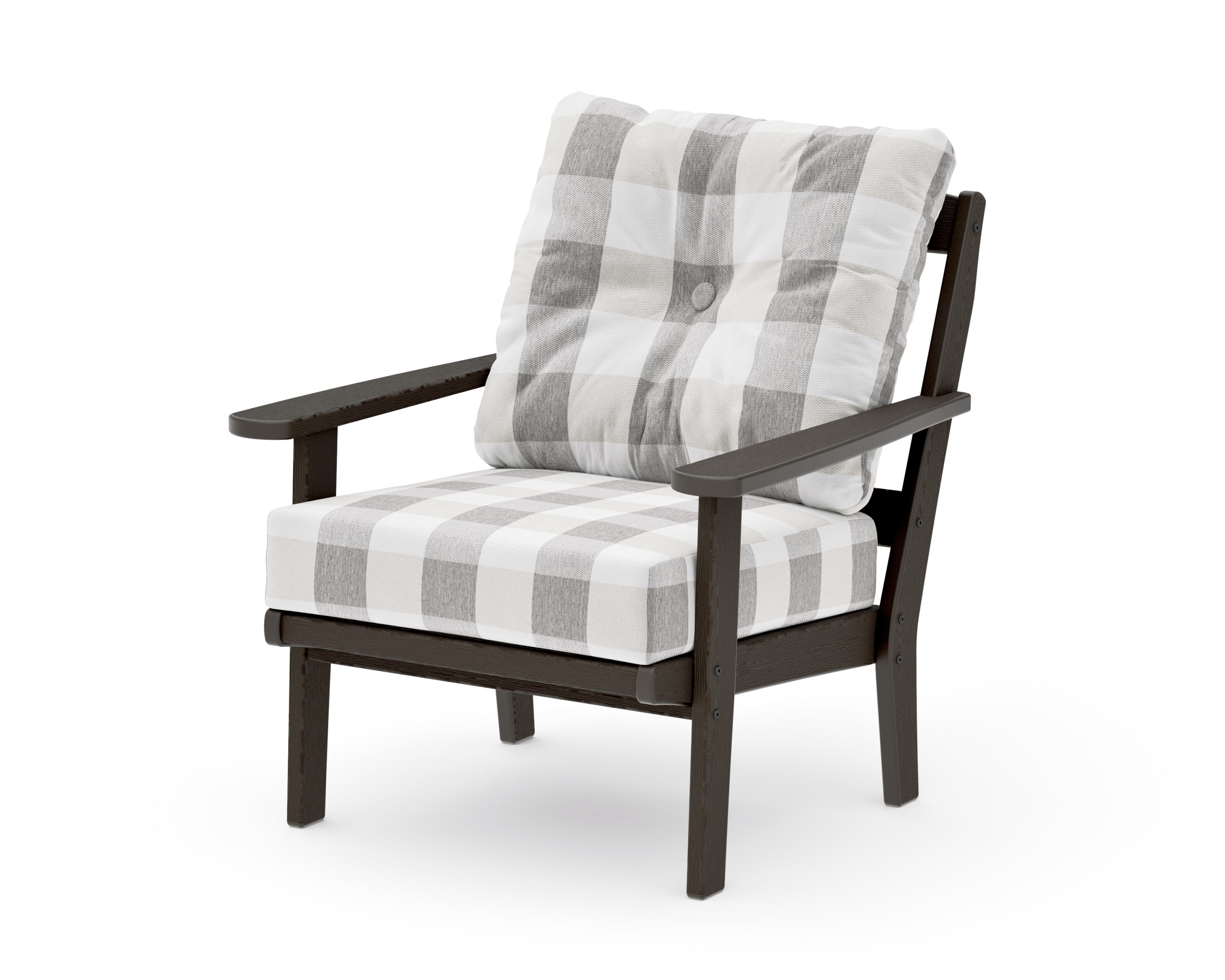 Mission Deep Seating Chair in Vintage Coffee / Buffalo Plaid Grey Mist