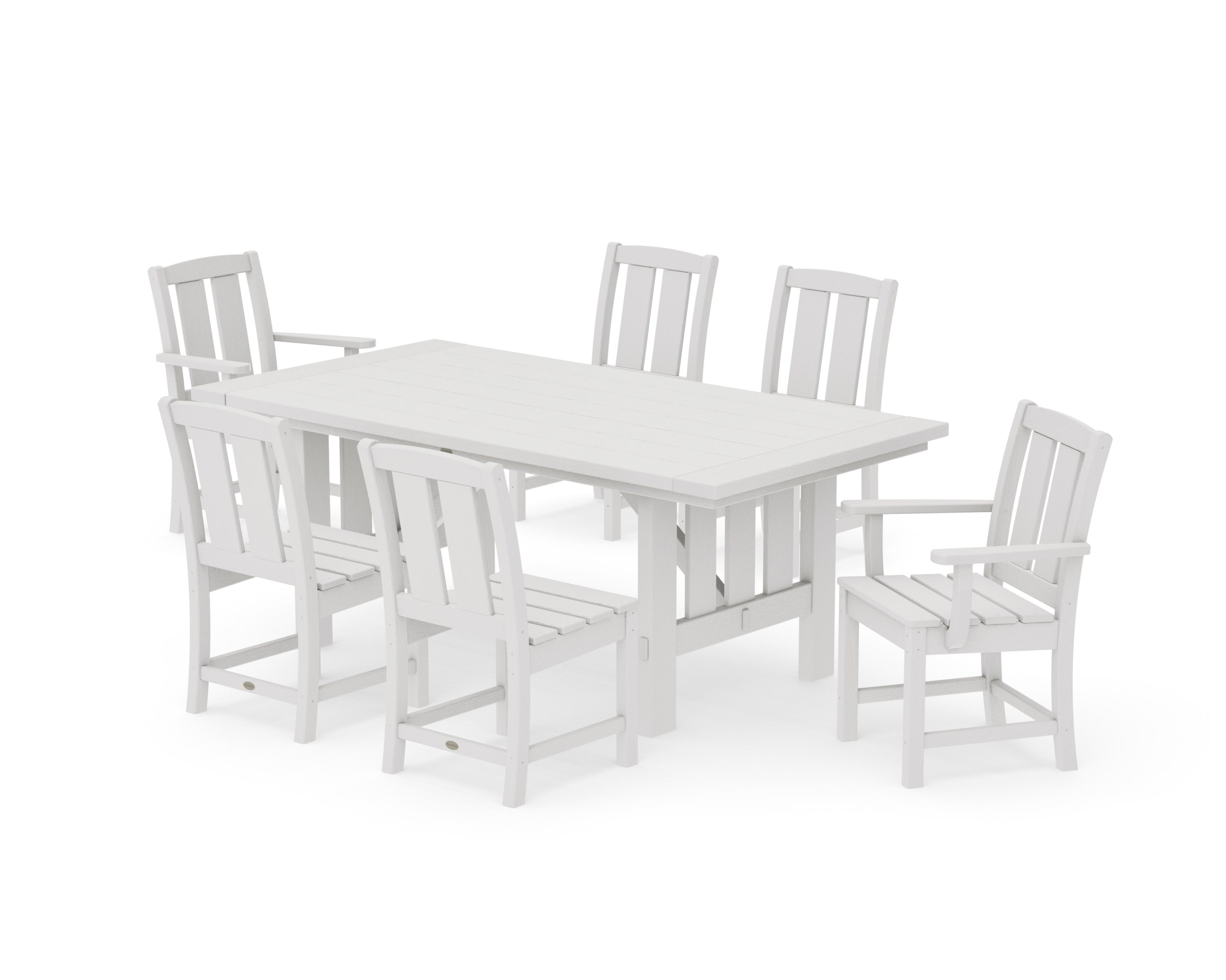 Mission 7-Piece Dining Set with Mission Table in Vintage White
