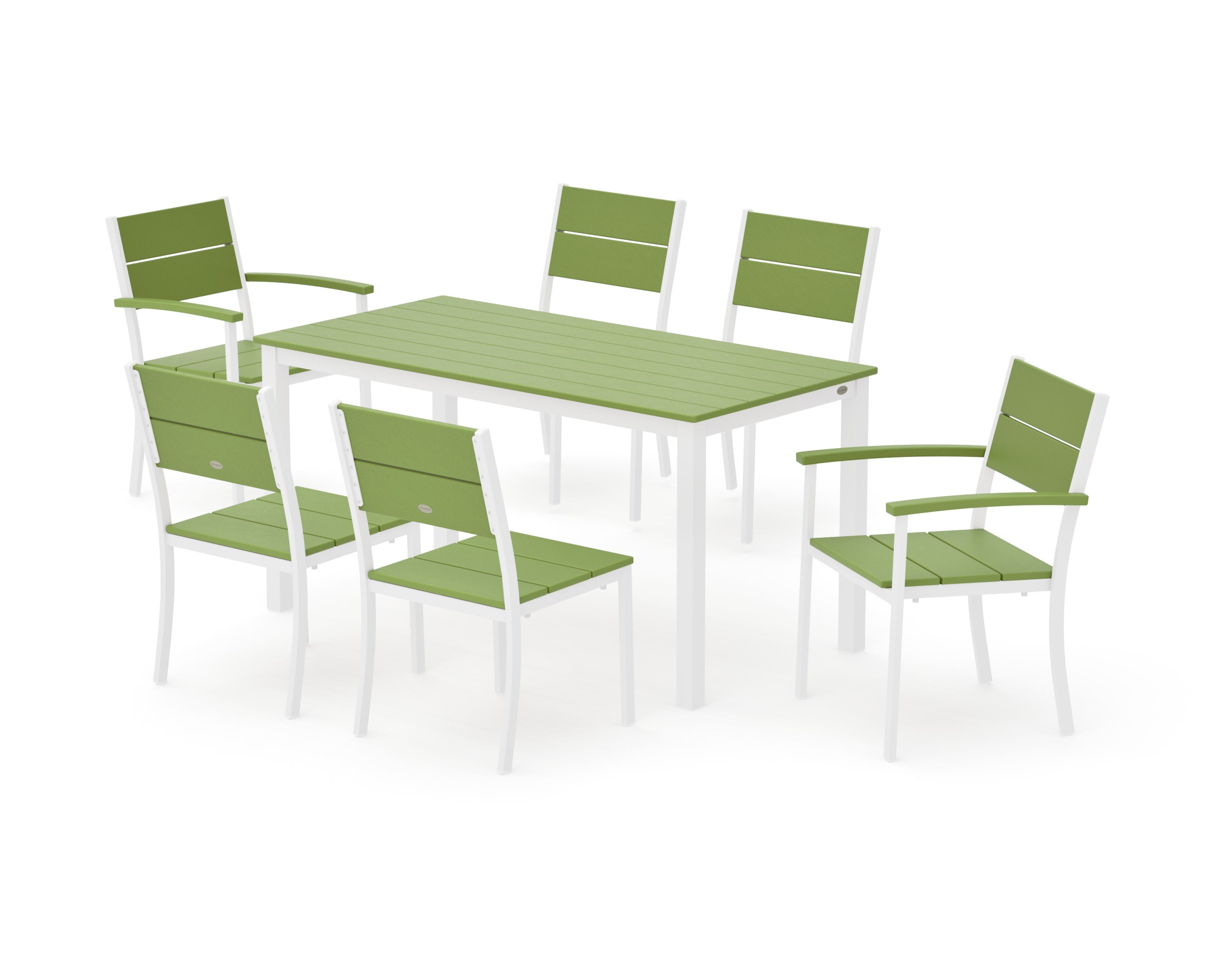 Main Street 7-Piece Dining Set in White / Lime
