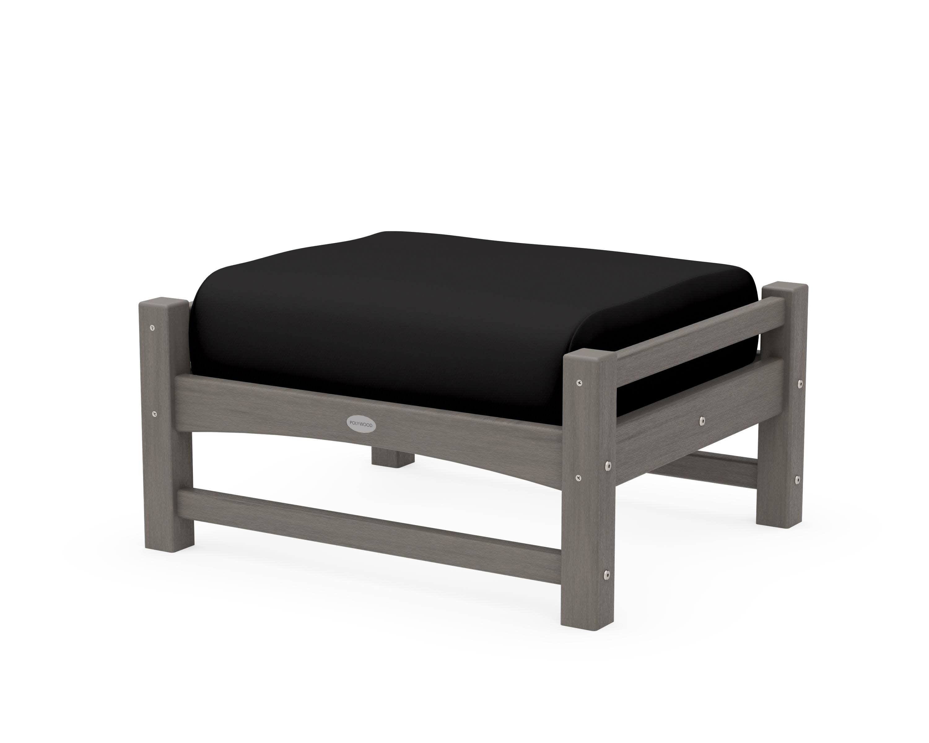 Club Ottoman in Driftwood / Canvas Black