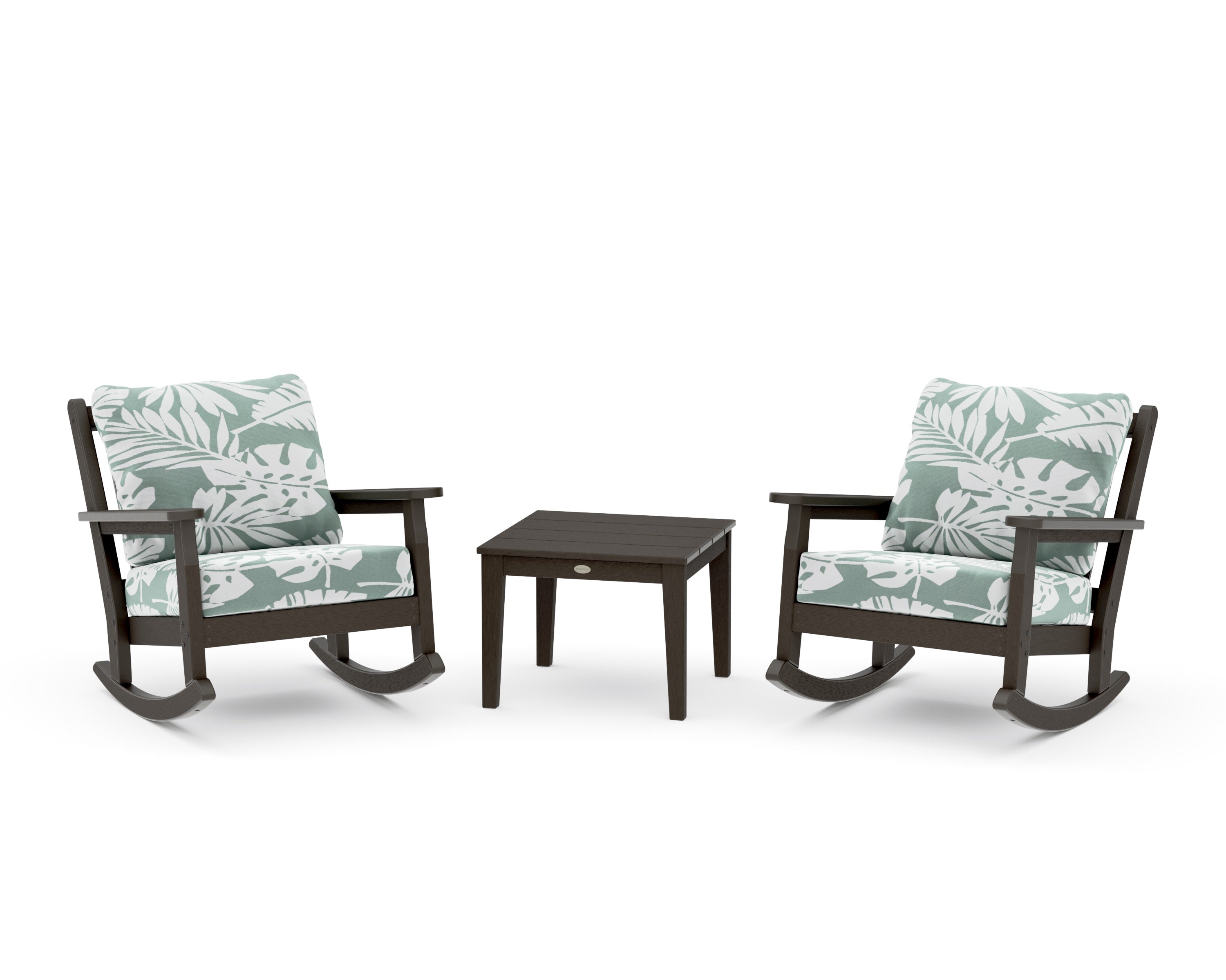 Chippendale 3-Piece Deep Seating Rocker Set in Vintage Coffee / Leaf Glacier Spa