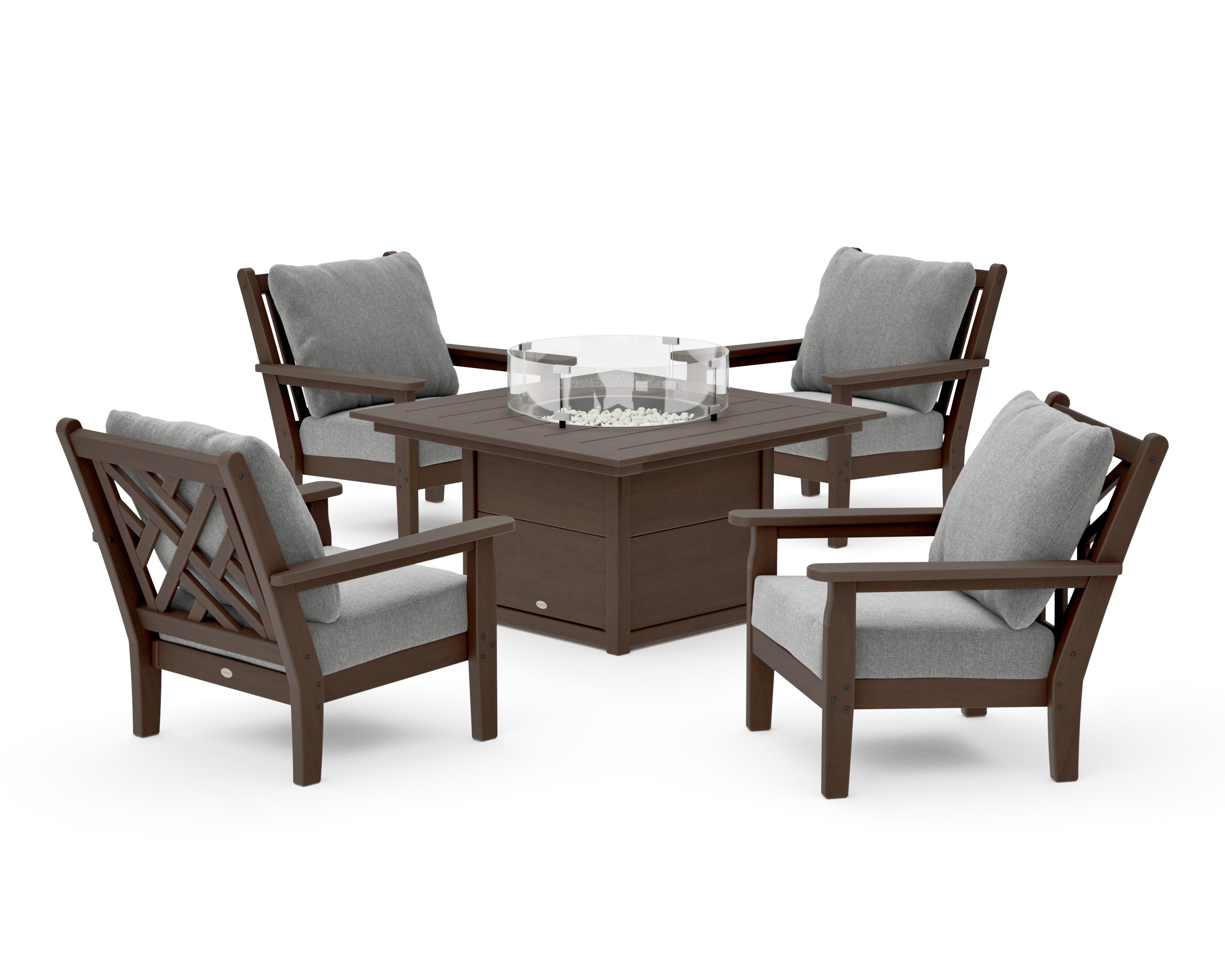 Chippendale 5-Piece Deep Seating Set with Fire Pit Table in Kona / Grey Mist