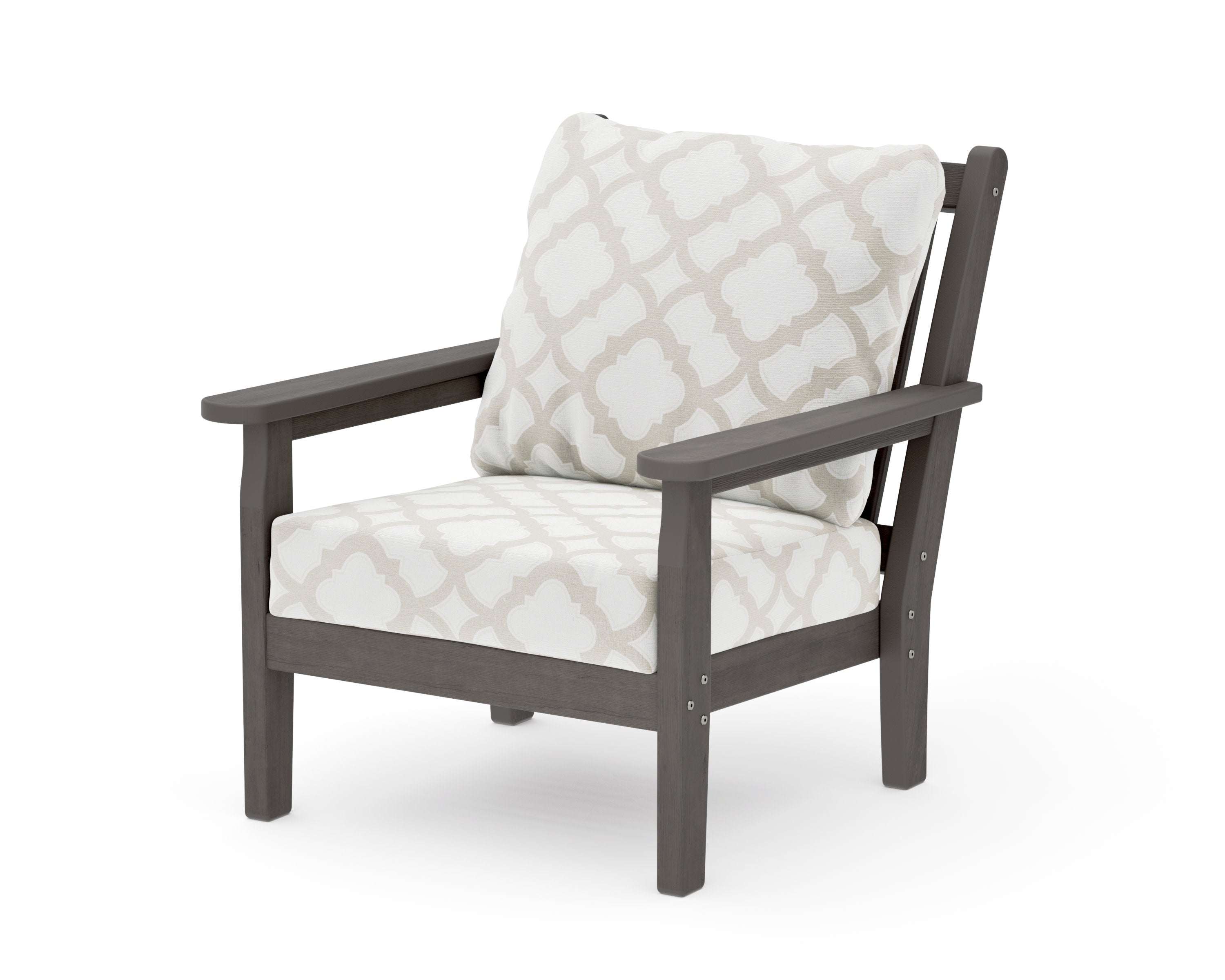 Chippendale Deep Seating Chair in Driftwood / Trellis Dune Burlap