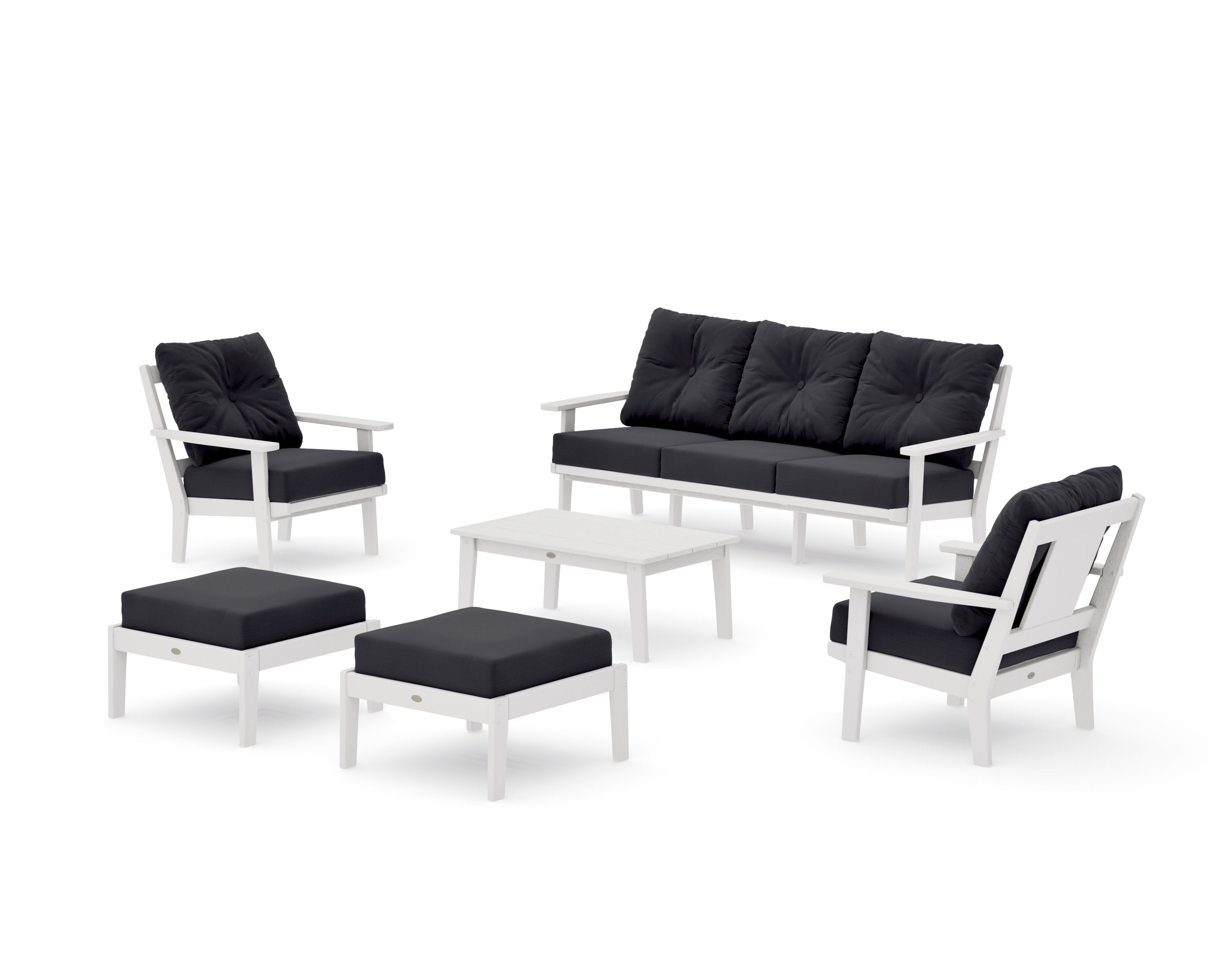 Prairie 6-Piece Lounge Sofa Set in Vintage White / Midnight Linen