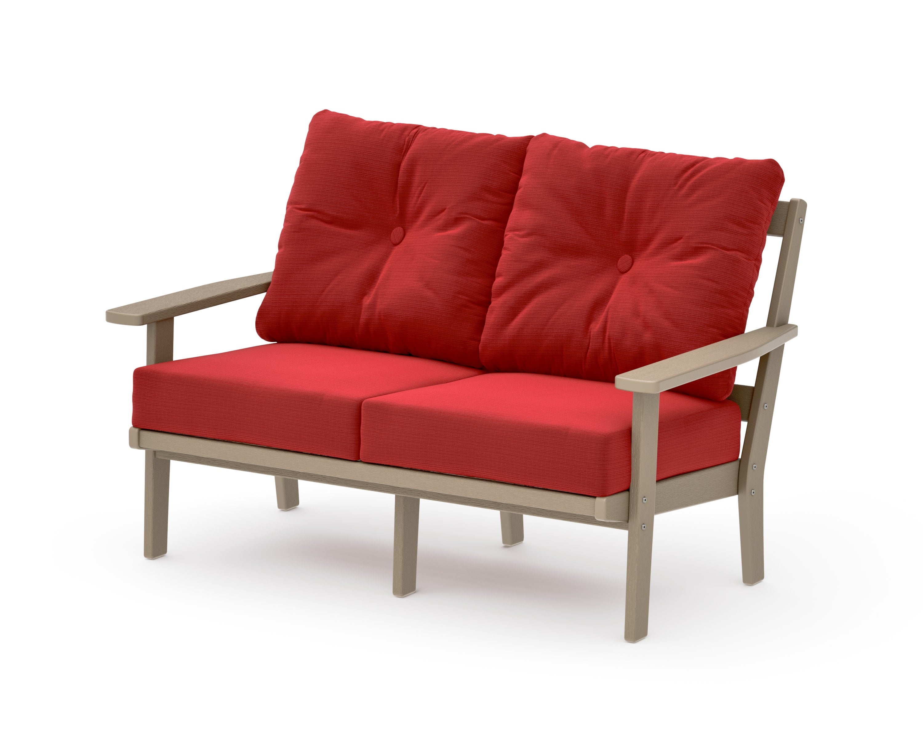 Prairie Deep SeatingLoveseat in Vintage Sahara / Crimson Linen