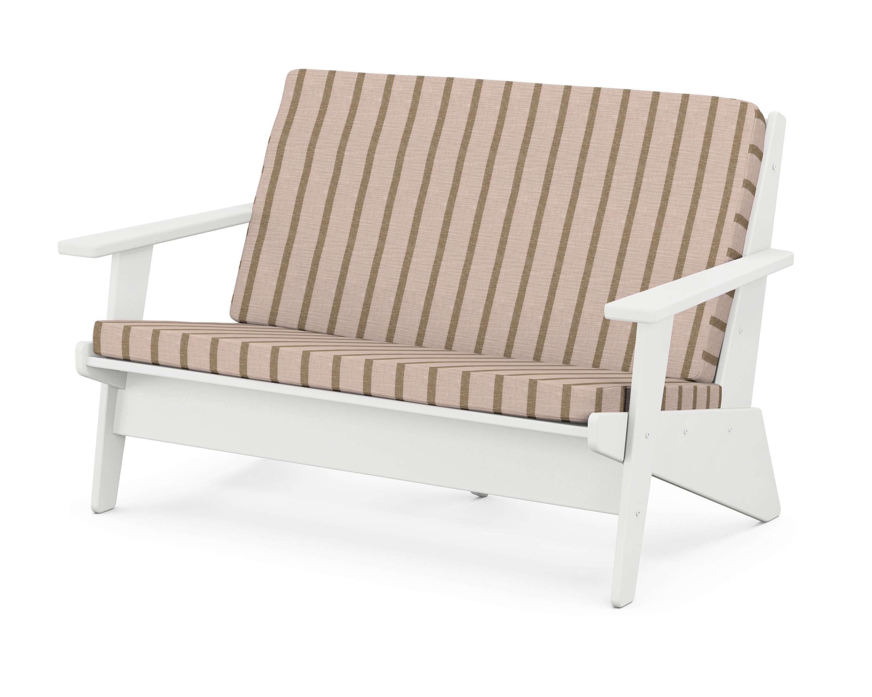Riviera Modern Lounge Loveseat in White / Unwind Cameo