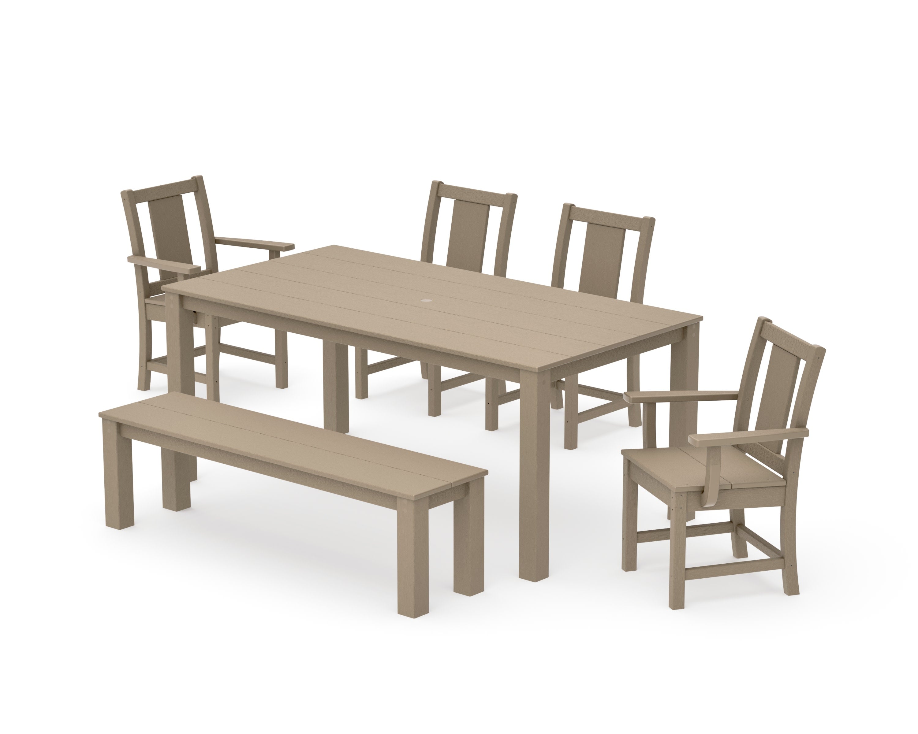Prairie 6-Piece Parsons Dining Set with Bench in Vintage Sahara