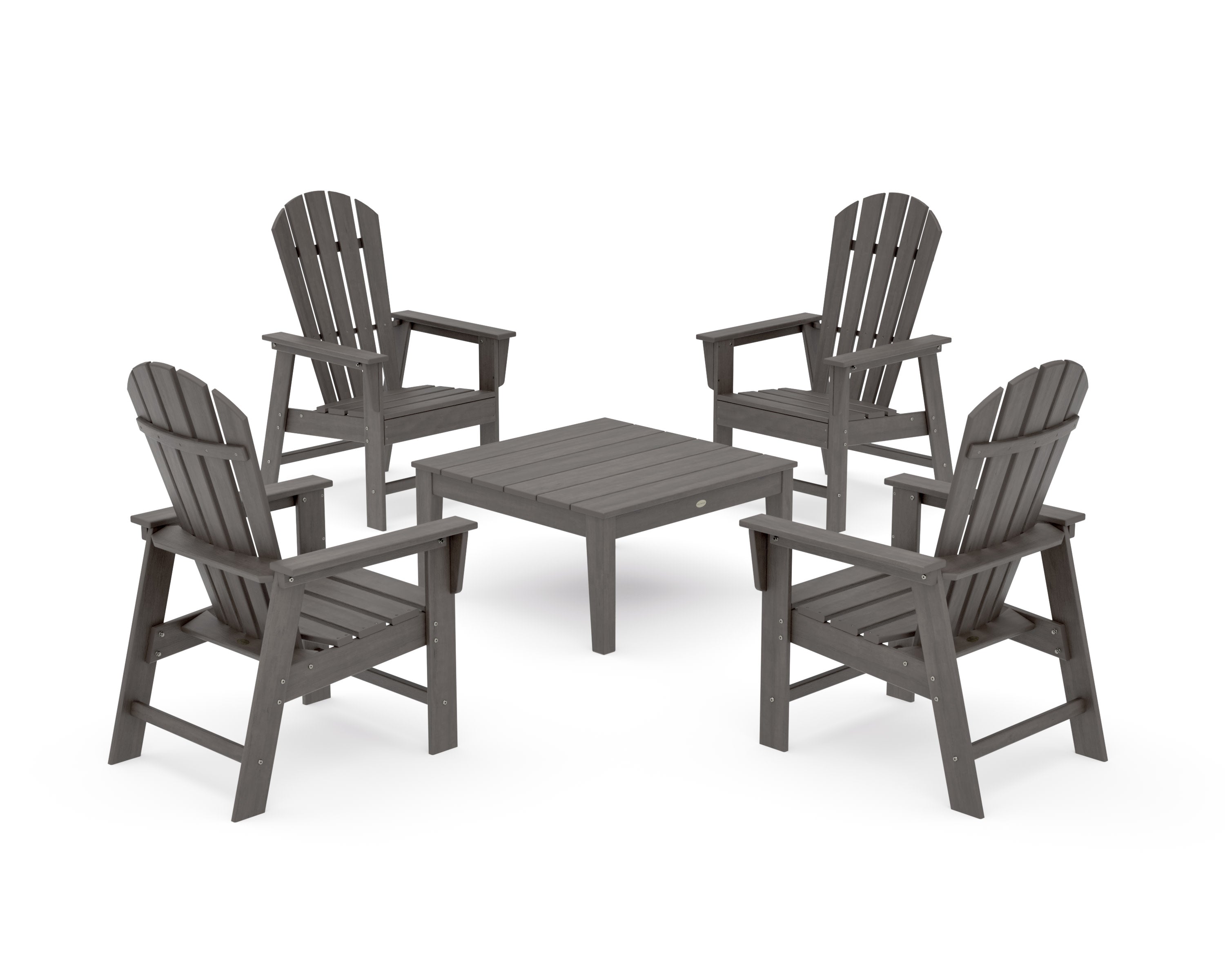 5-Piece South Beach Casual Chair Conversation Set with 36" Conversation Table in Driftwood