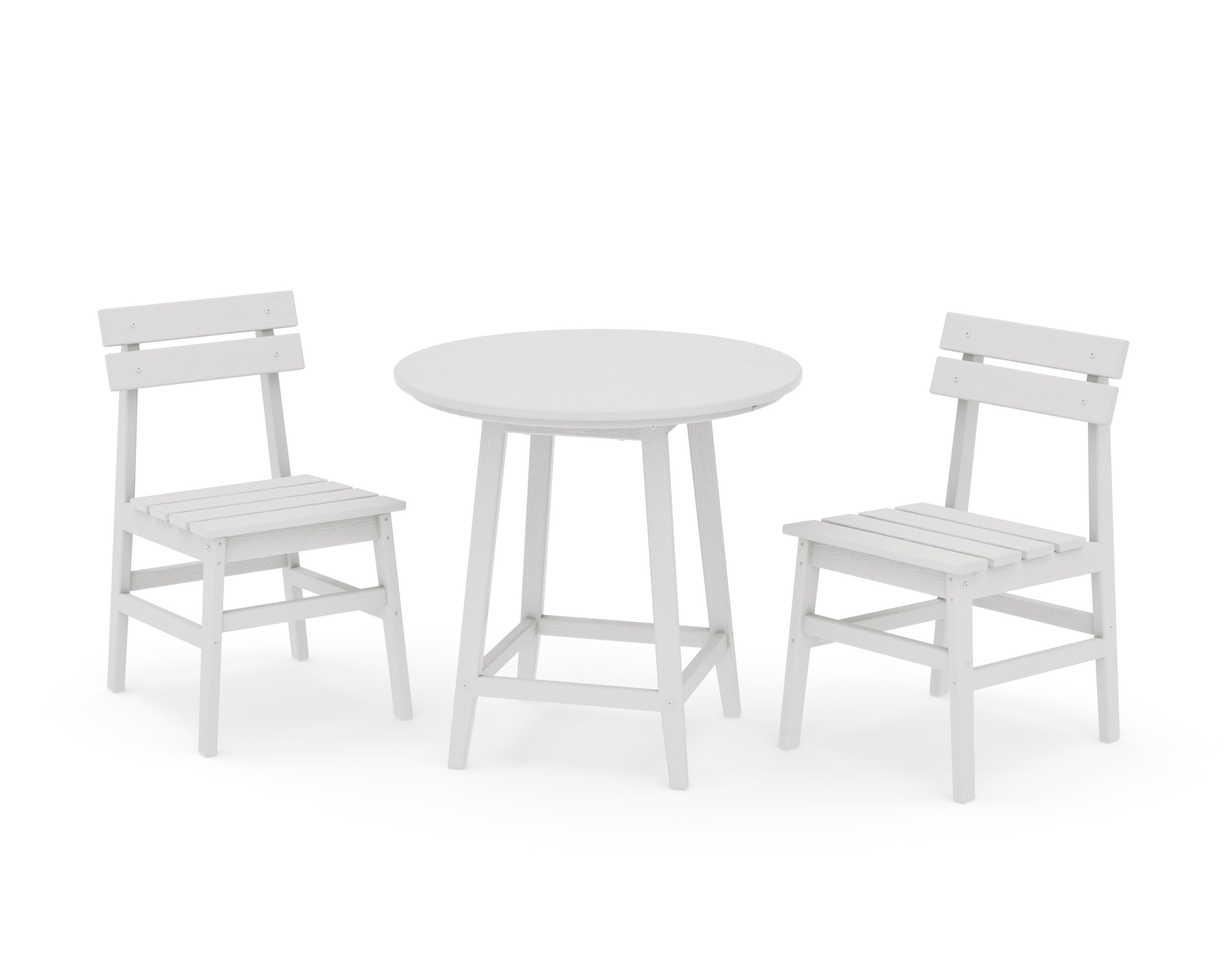 Modern Studio Plaza Chair 3-Piece Round Bistro Dining Set in Vintage White