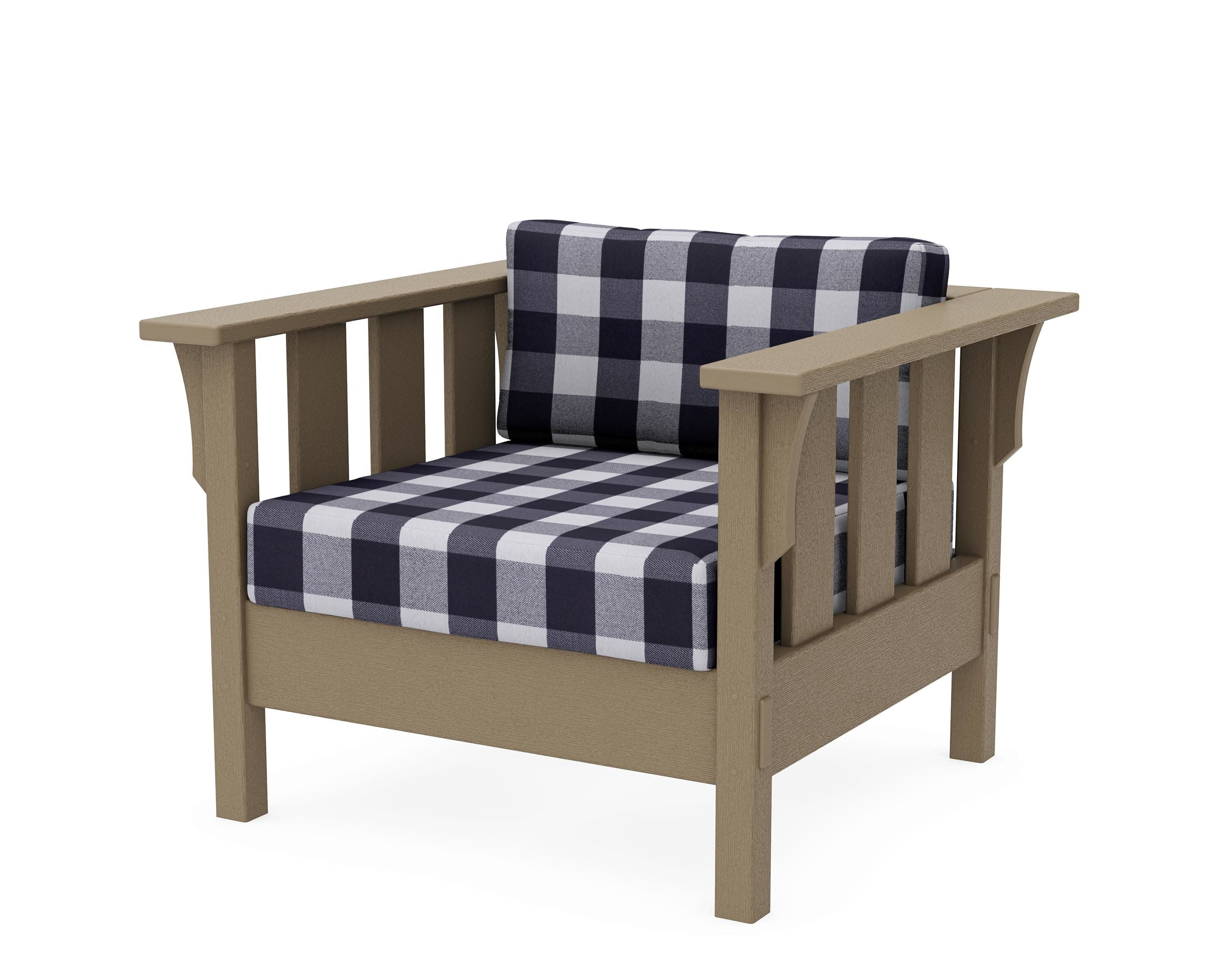 Acadia Deep Seating Chair in Vintage Sahara / Buffalo Plaid Navy
