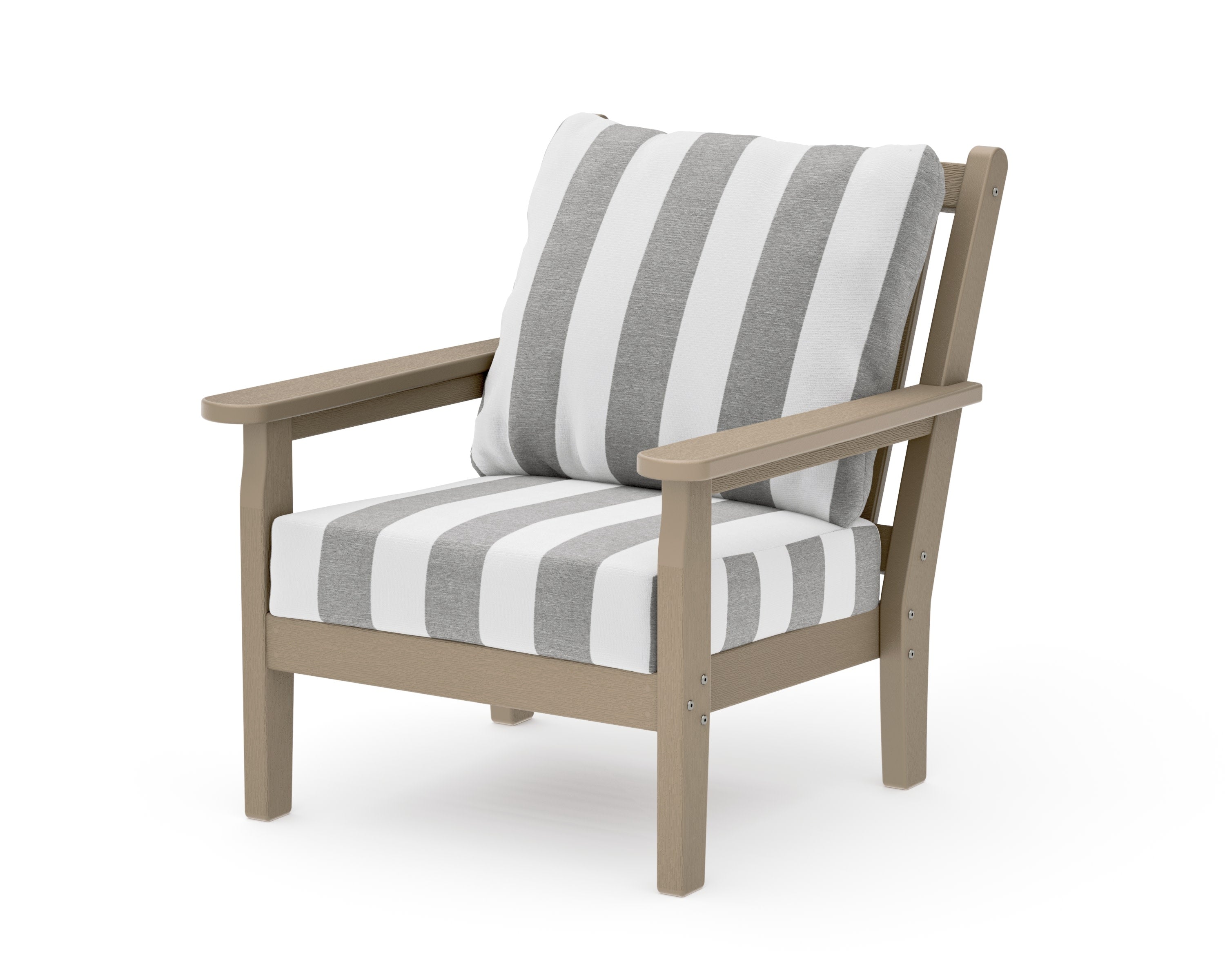 Chippendale Deep Seating Chair in Vintage Sahara / Cabana Stripe Grey Mist