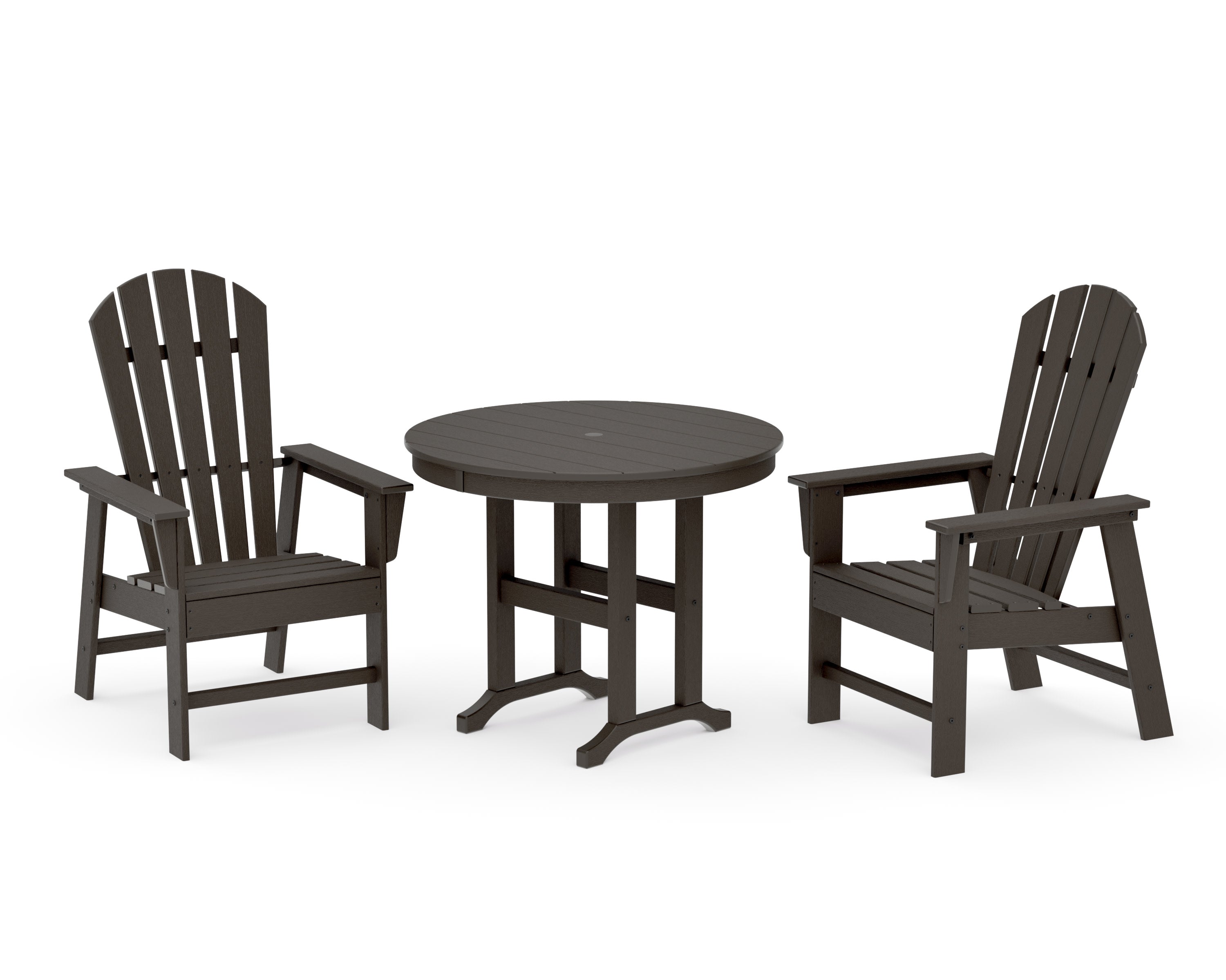 South Beach 3-Piece Round Farmhouse Dining Set in Vintage Coffee