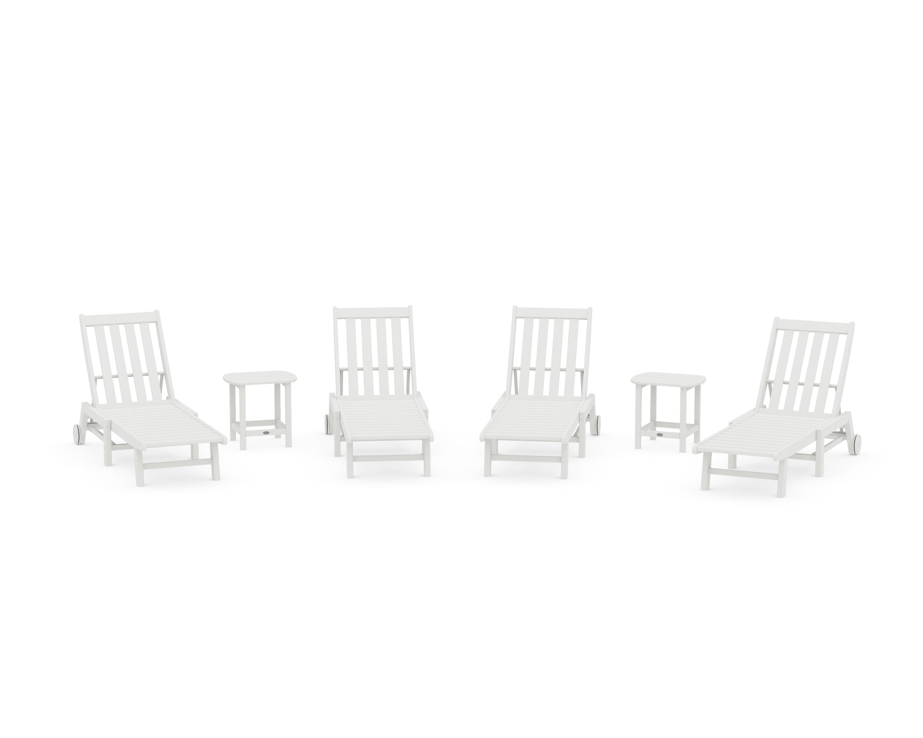 Vineyard 6-Piece Chaise with Wheels Set in Vintage White