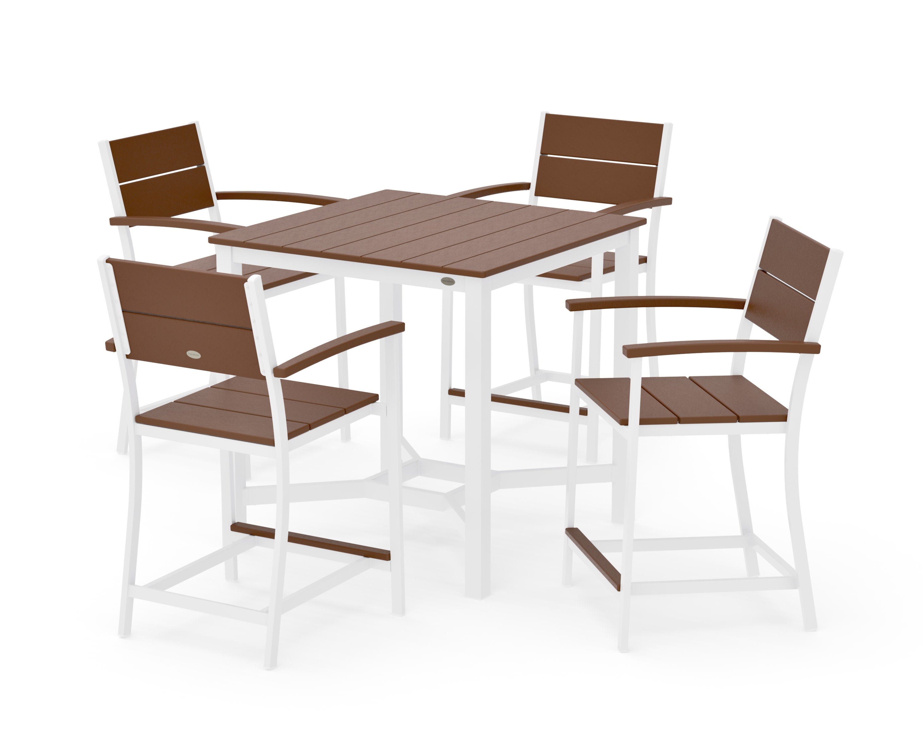 Main Street 5-Piece Counter Set in White / Teak