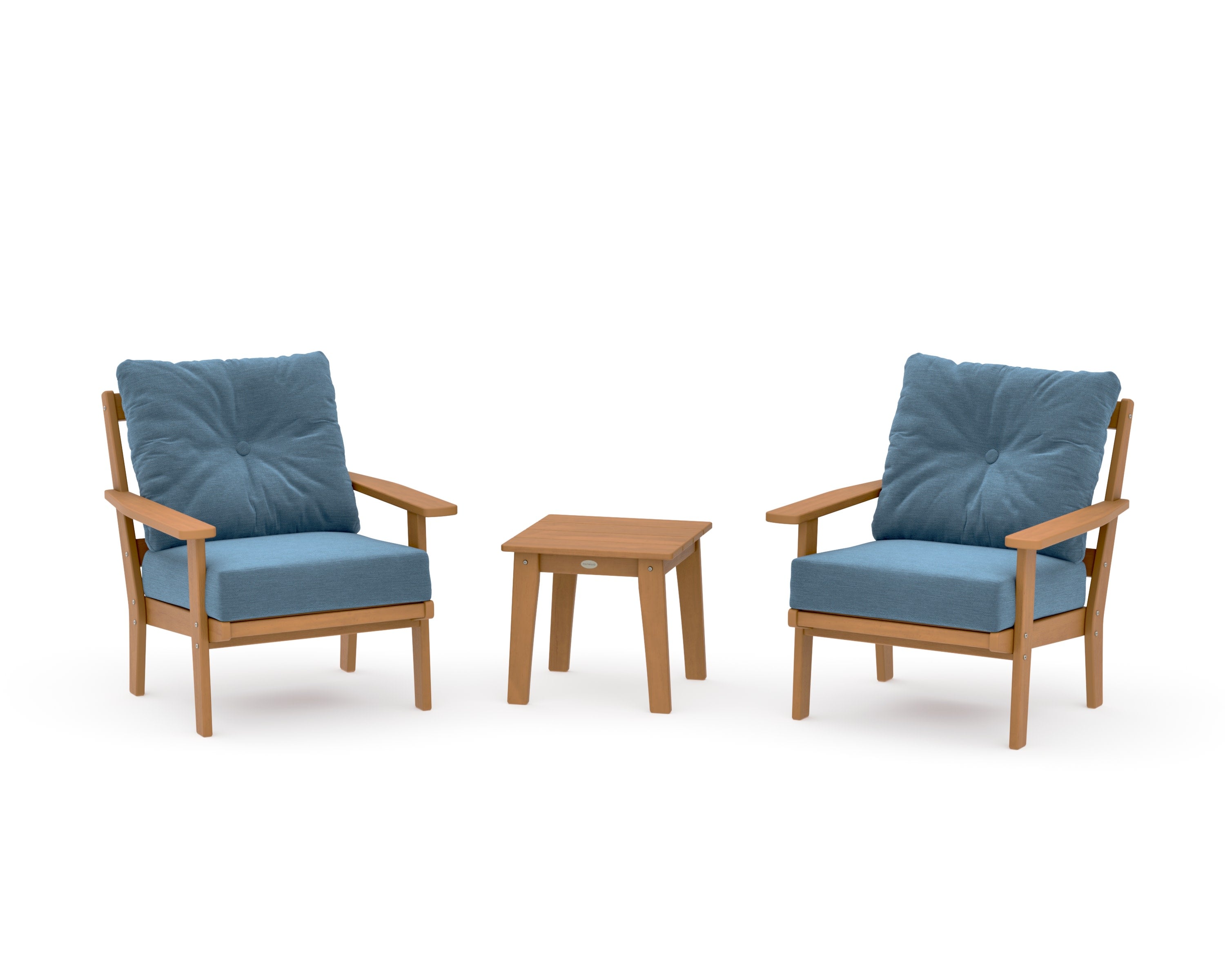 Prairie 3-Piece Deep Seating Set in Natural / Sky Blue