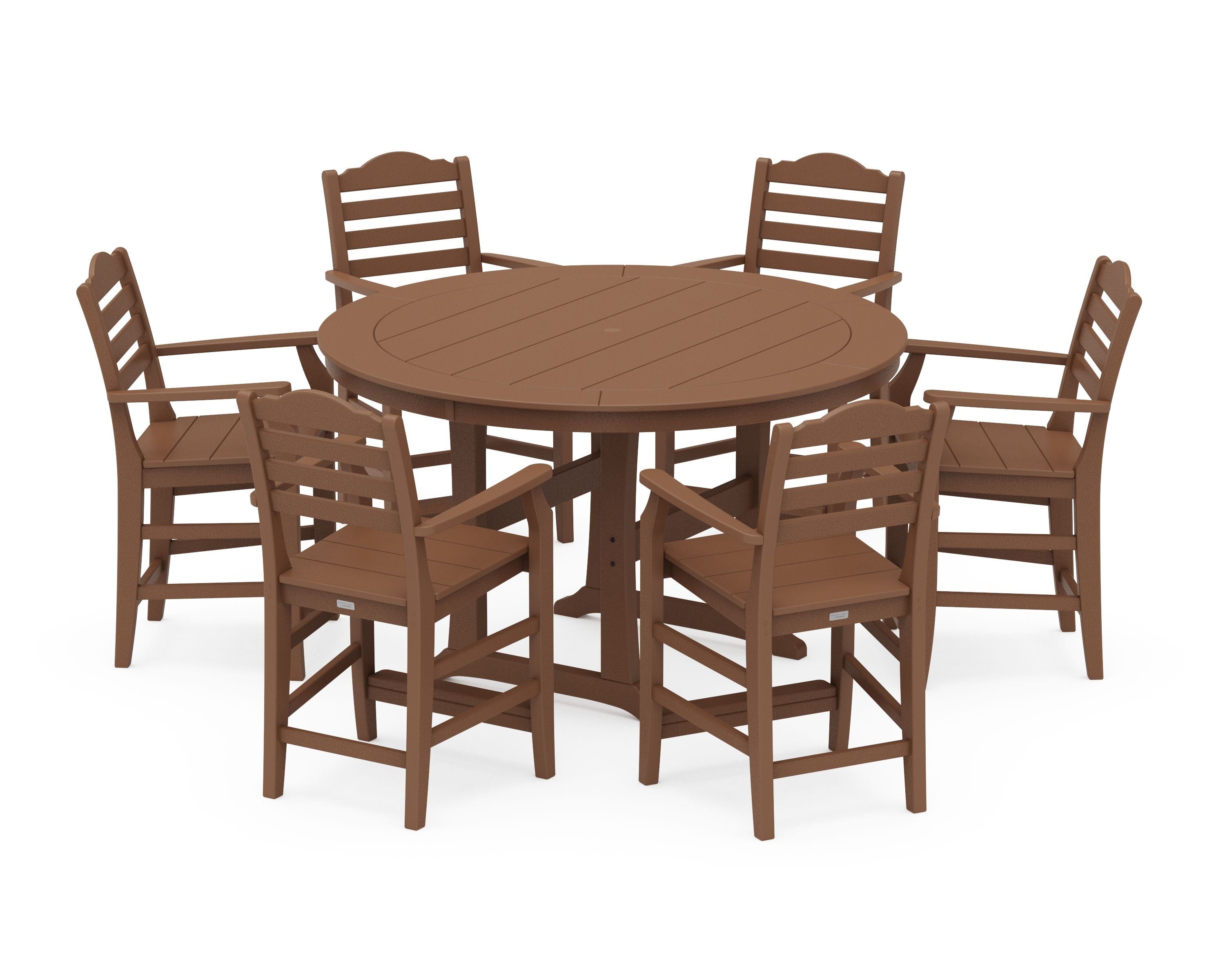 Savannah 7-Piece Arm Chair Round Counter Set in Teak