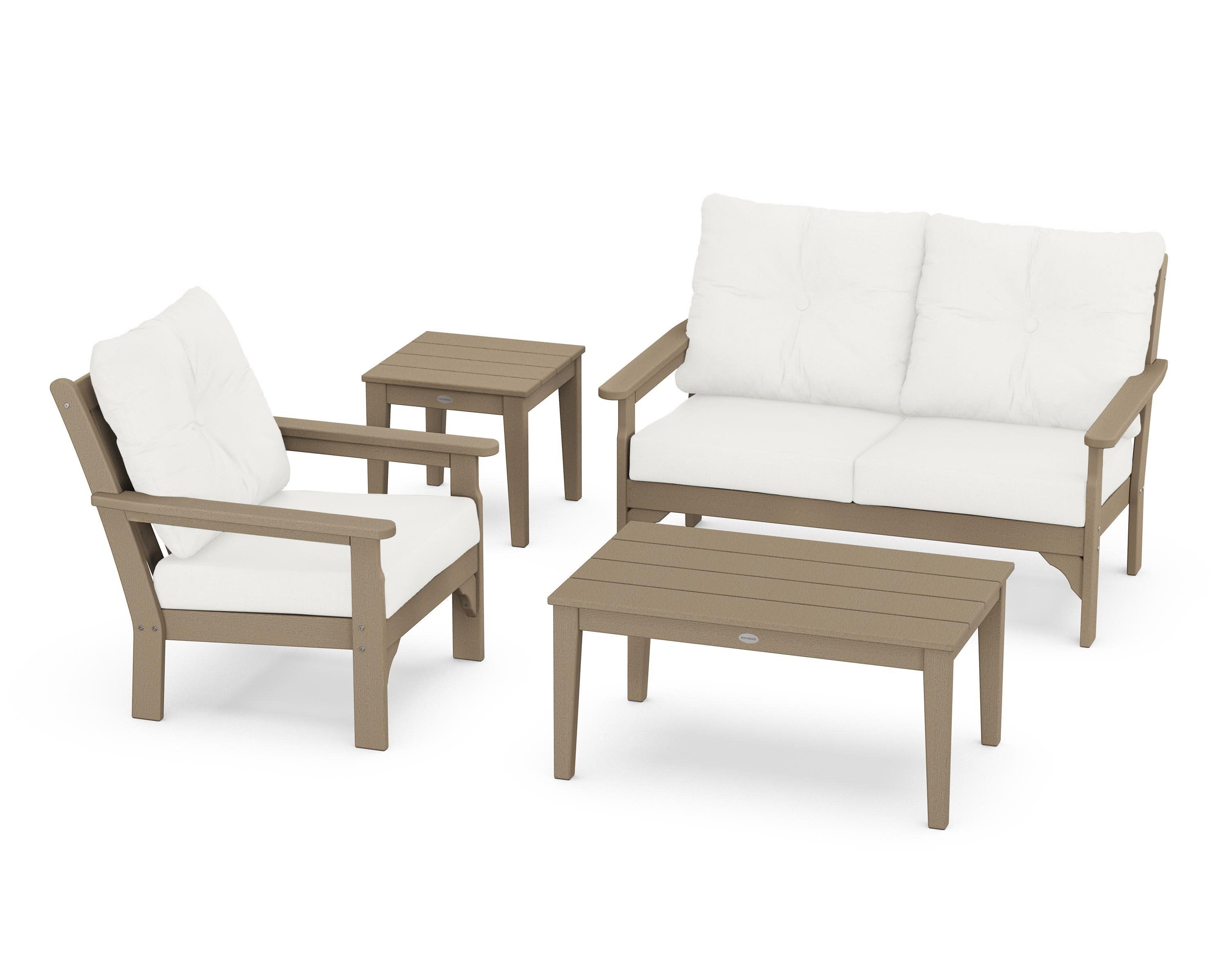 Vineyard 4-Piece Deep Seating Set in Vintage Sahara / Natural Linen