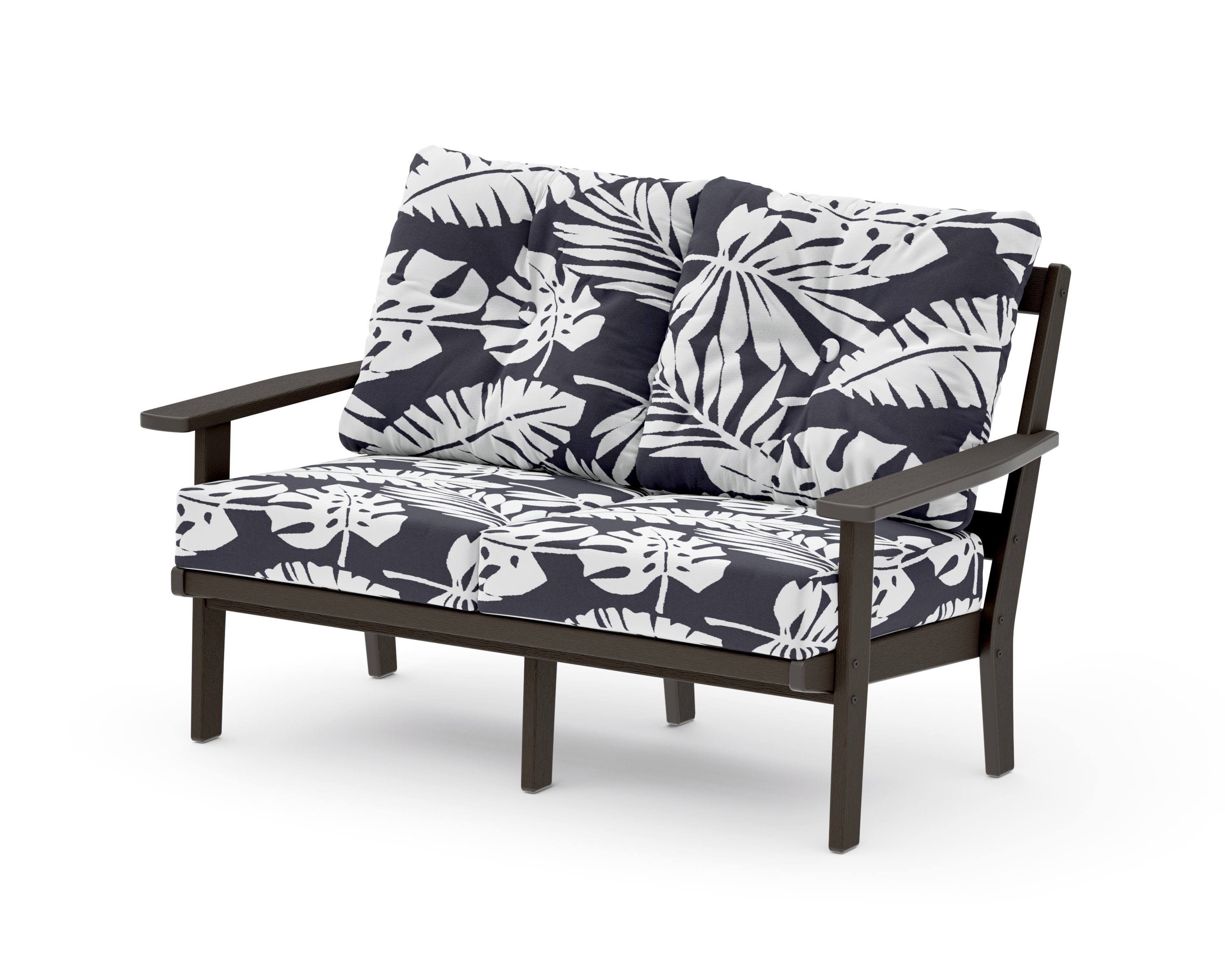 Prairie Deep SeatingLoveseat in Vintage Coffee / Leaf Navy