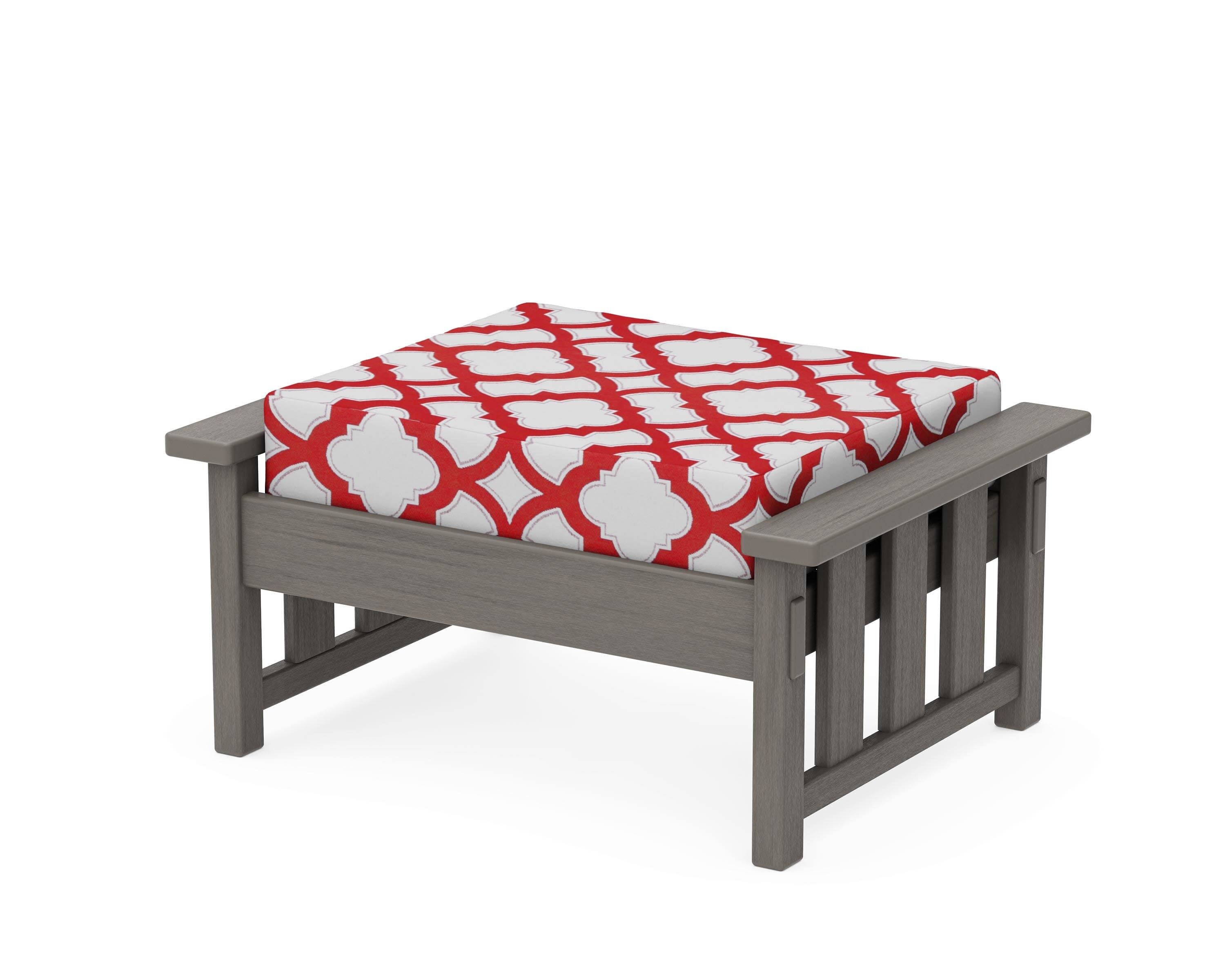 Acadia Deep Seating Ottoman in Driftwood / Trellis Crimson