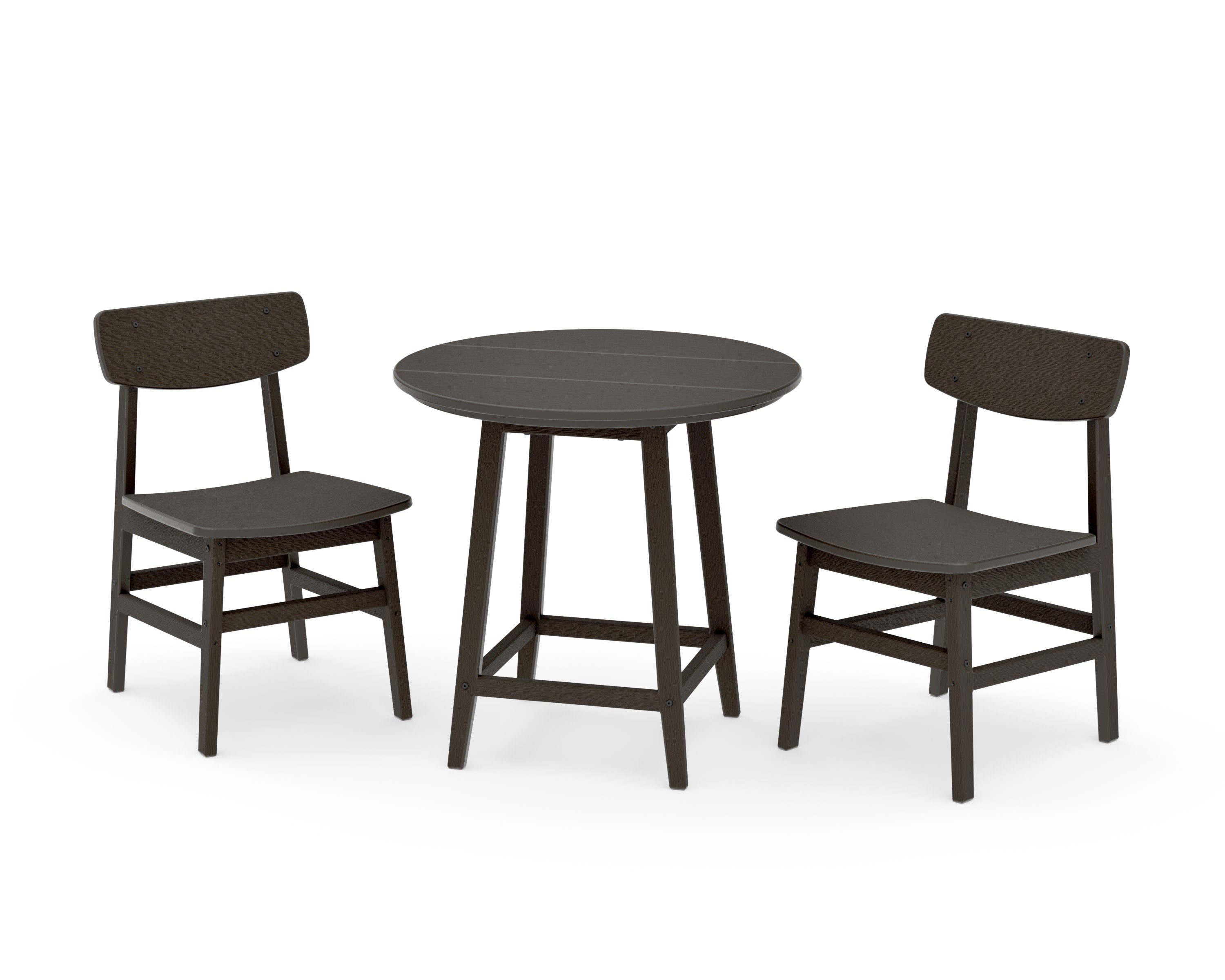 Modern Studio Urban Chair 3-Piece Round Bistro Dining Set in Vintage Coffee
