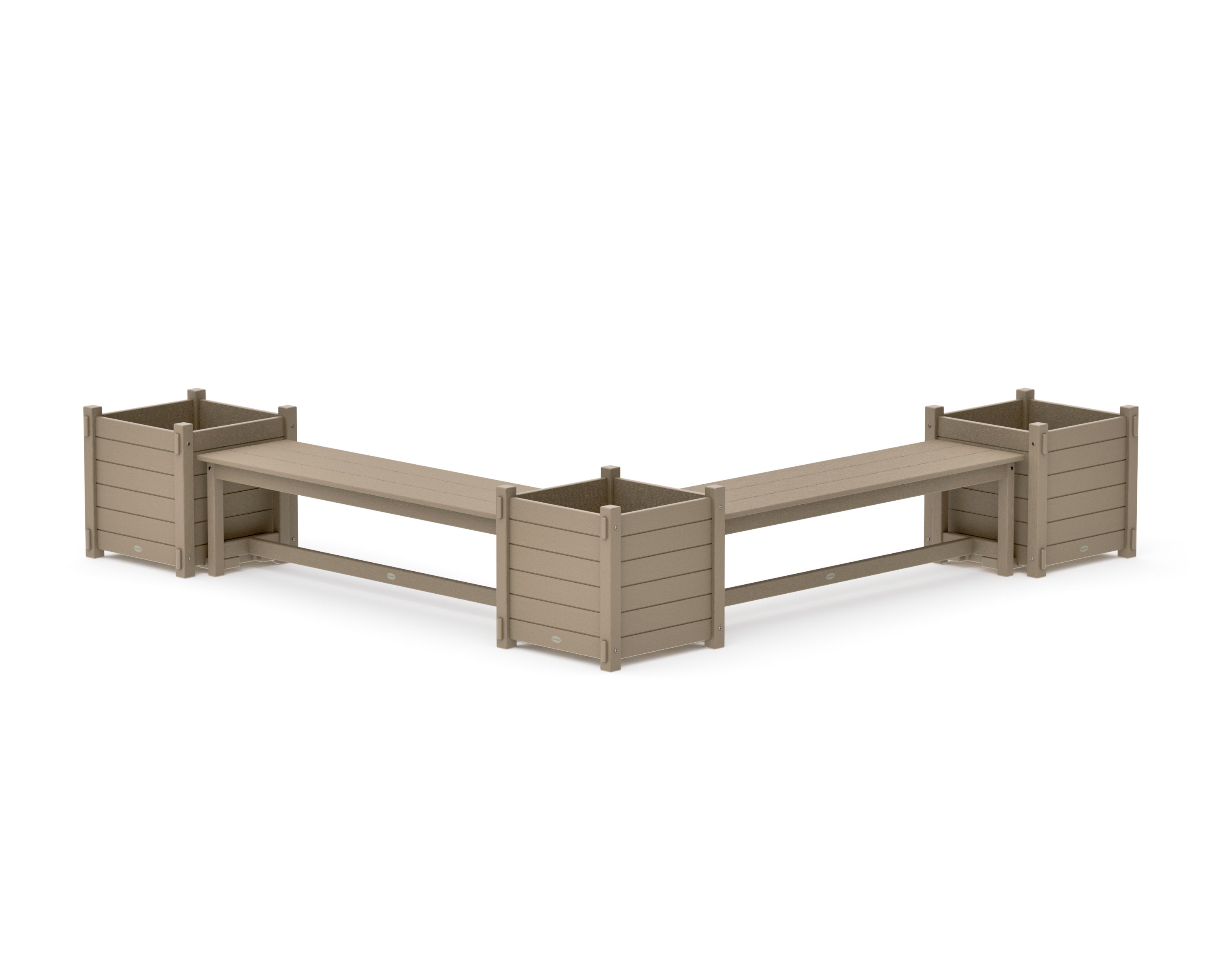 60" Nautical L- Shaped Planter Bench Corner Set - Large in Vintage Sahara