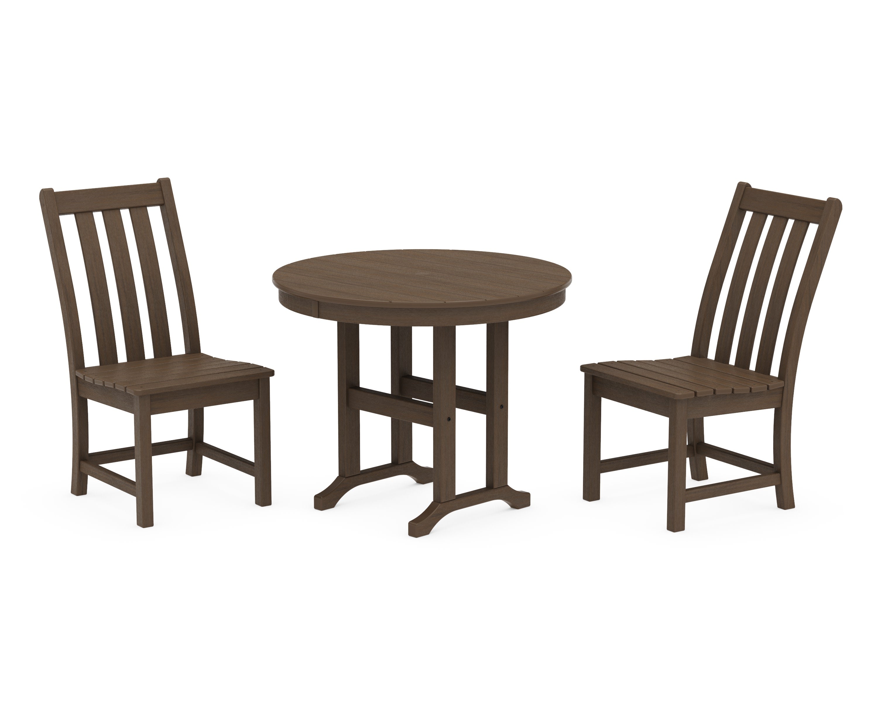Vineyard Side Chair 3-Piece Round Dining Set in Kona