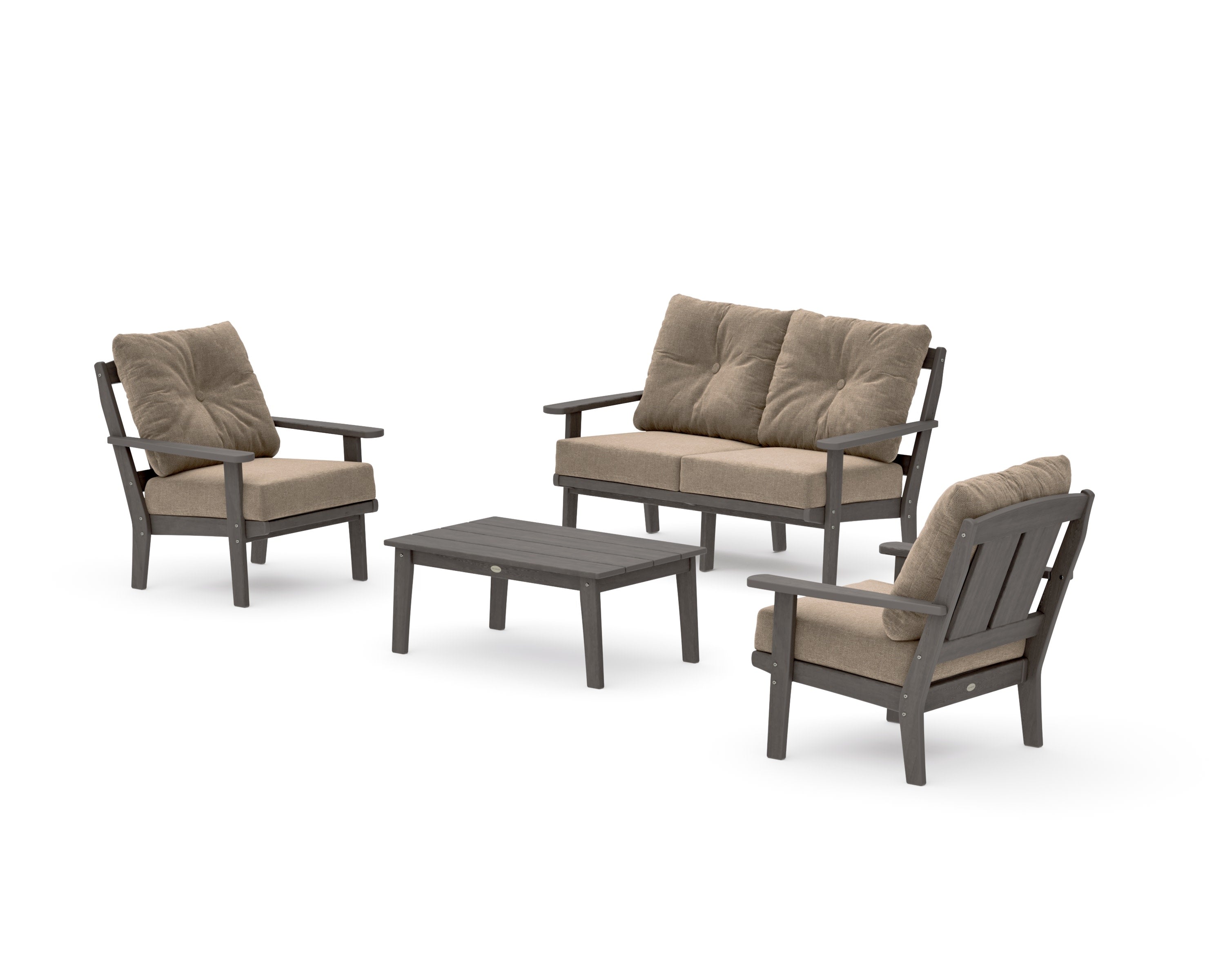 Mission 4-Piece Deep Seating Set with Loveseat in Driftwood / Spiced Burlap