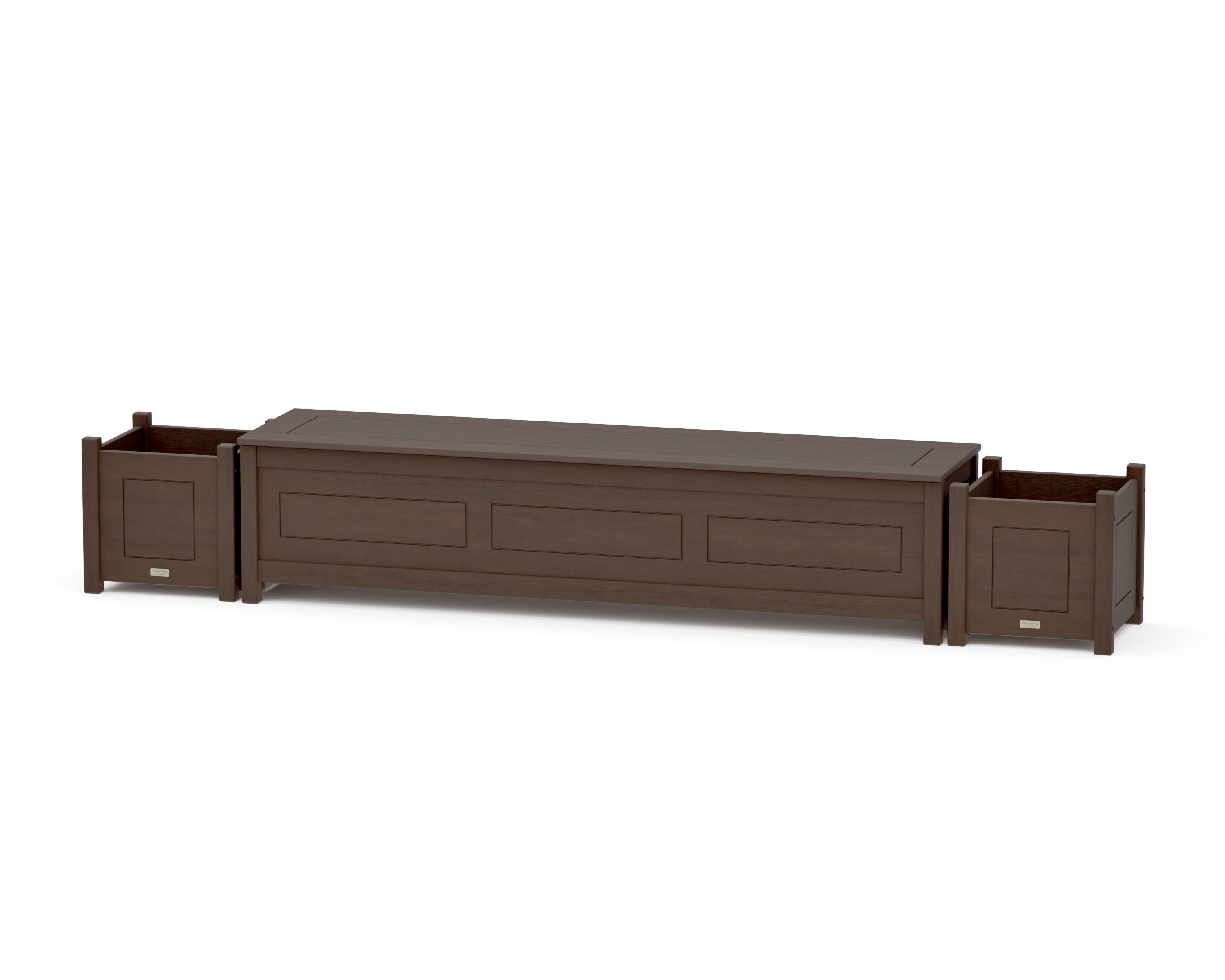 72" Country Living Straight Planter Storage Bench Set in Kona