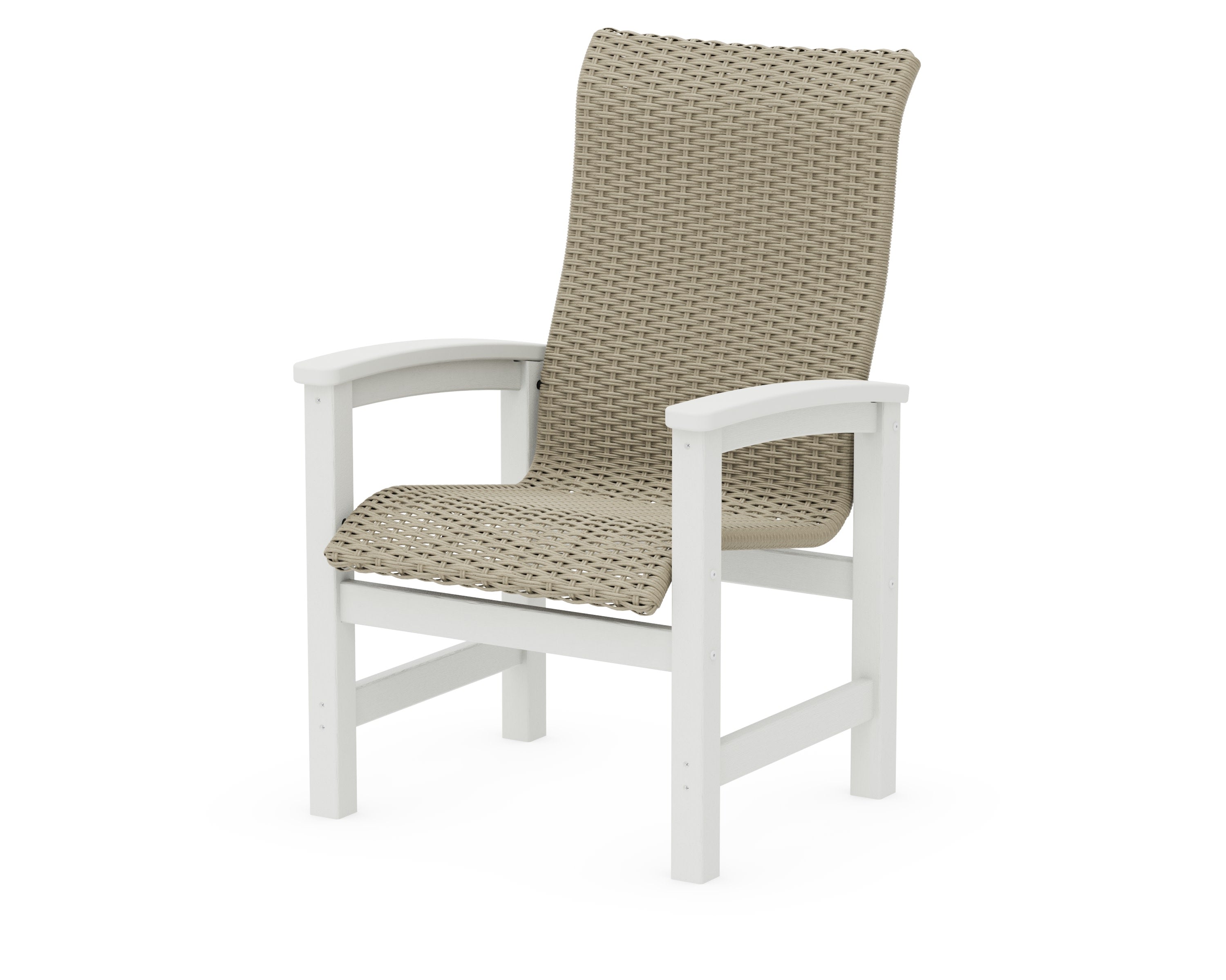 Coastal Woven High-Back Dining Chair in Vintage White / Dune Grass