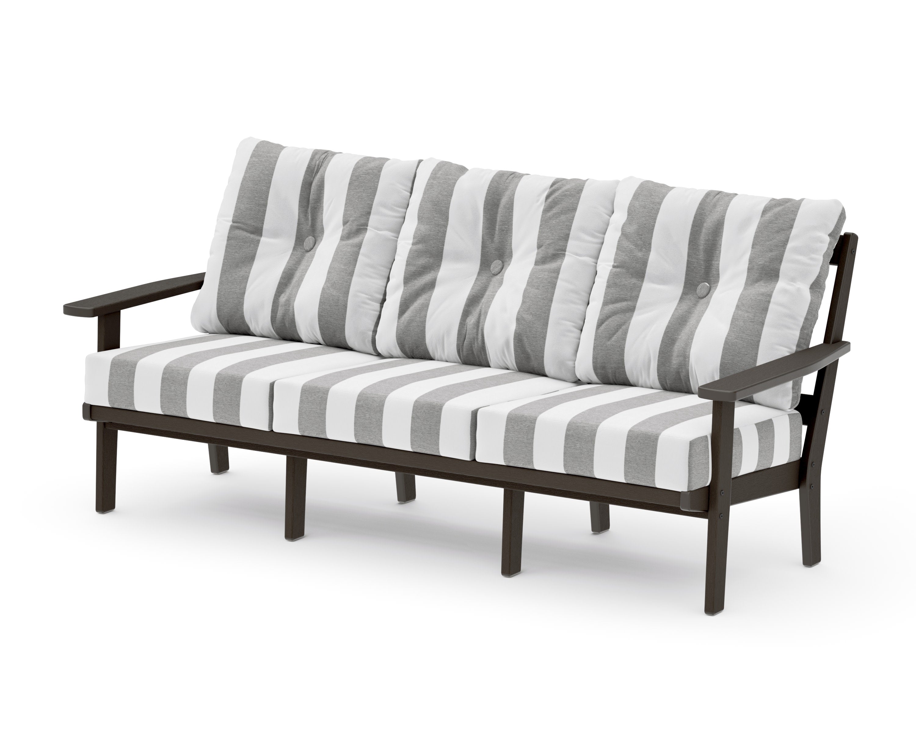 PrairieDeep Seating Sofa in Vintage Coffee / Cabana Stripe Grey Mist