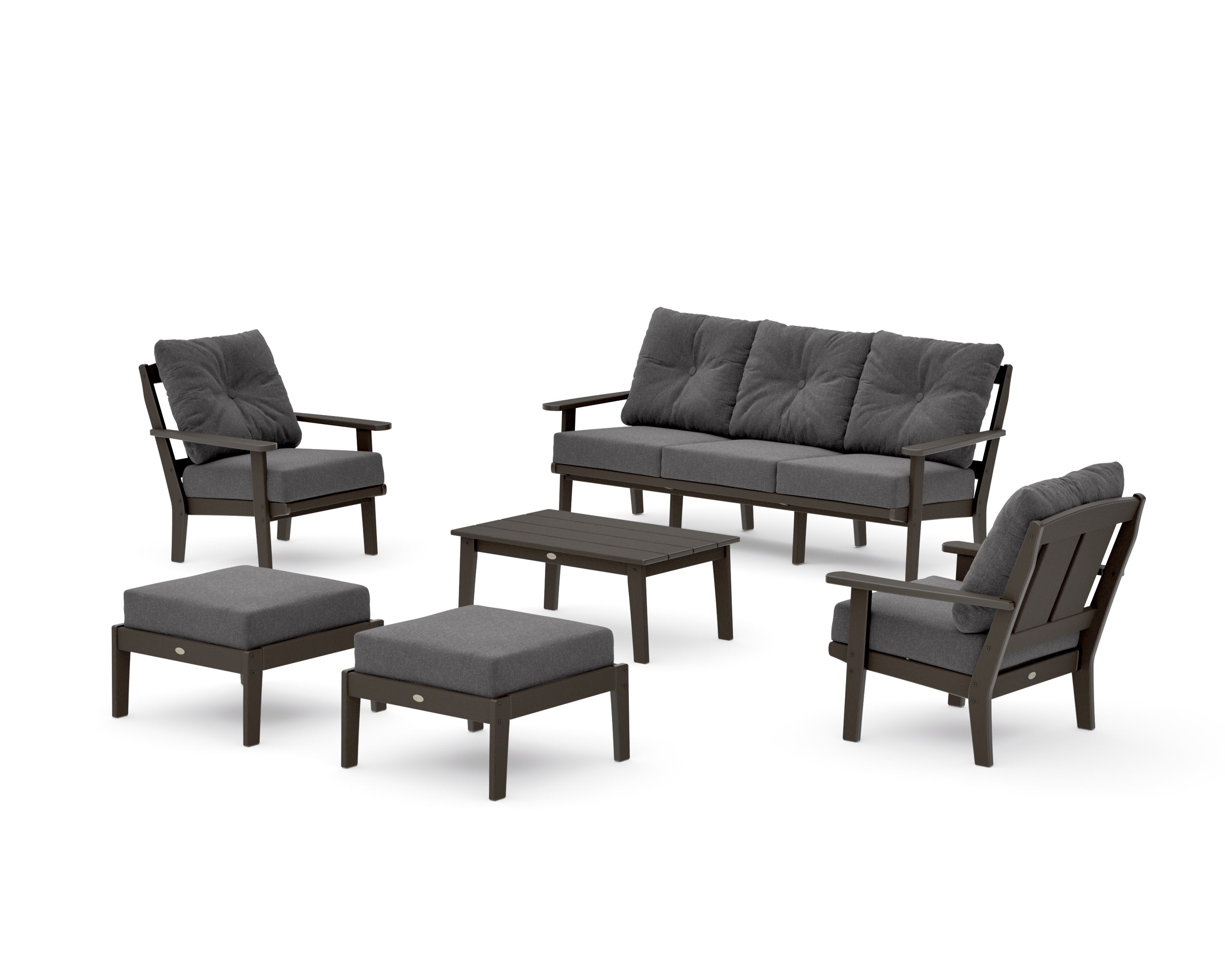 Mission 6-Piece Lounge Sofa Set in Vintage Coffee / Ash Charcoal