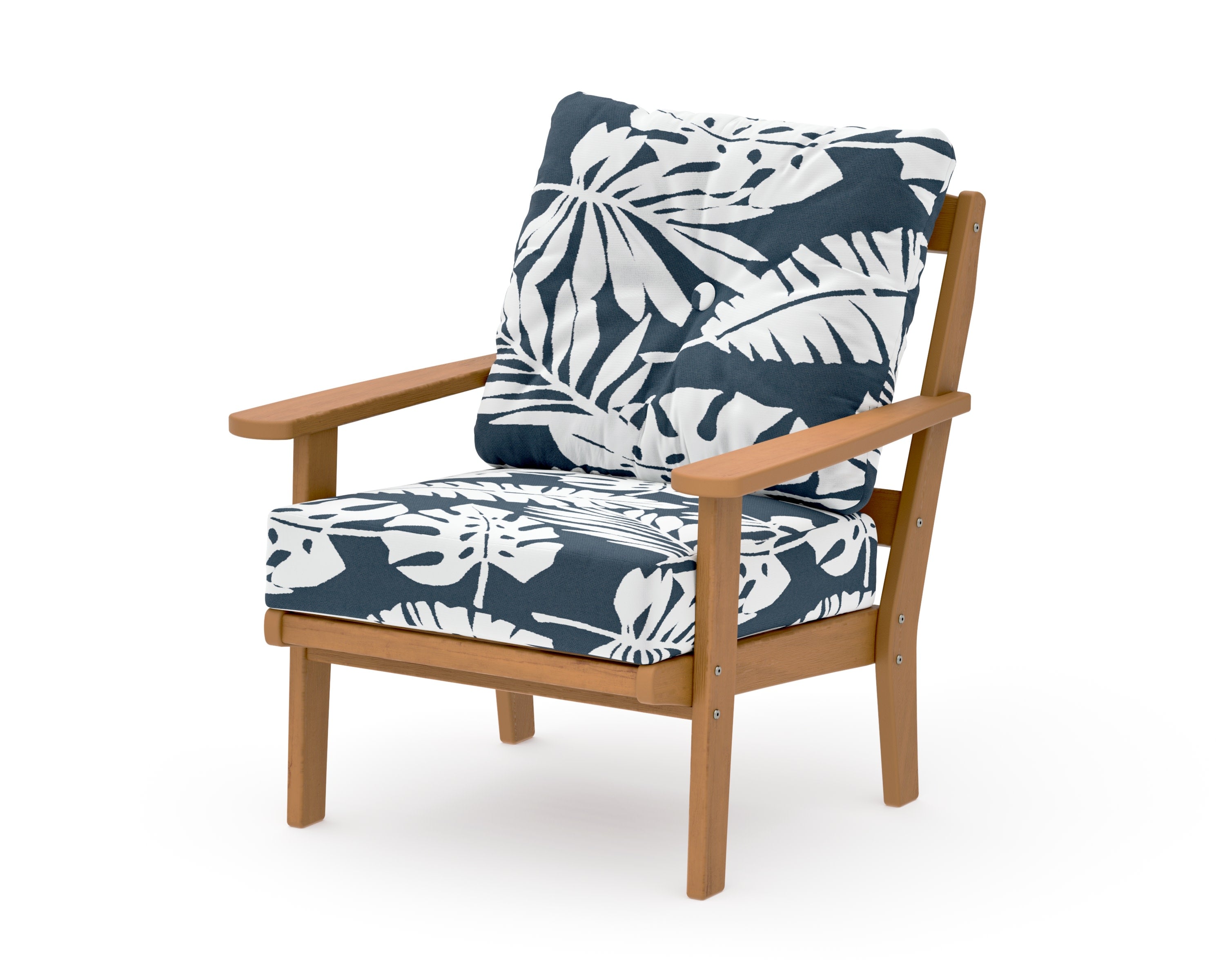 Mission Deep Seating Chair in Natural / Leaf Marine Indigo