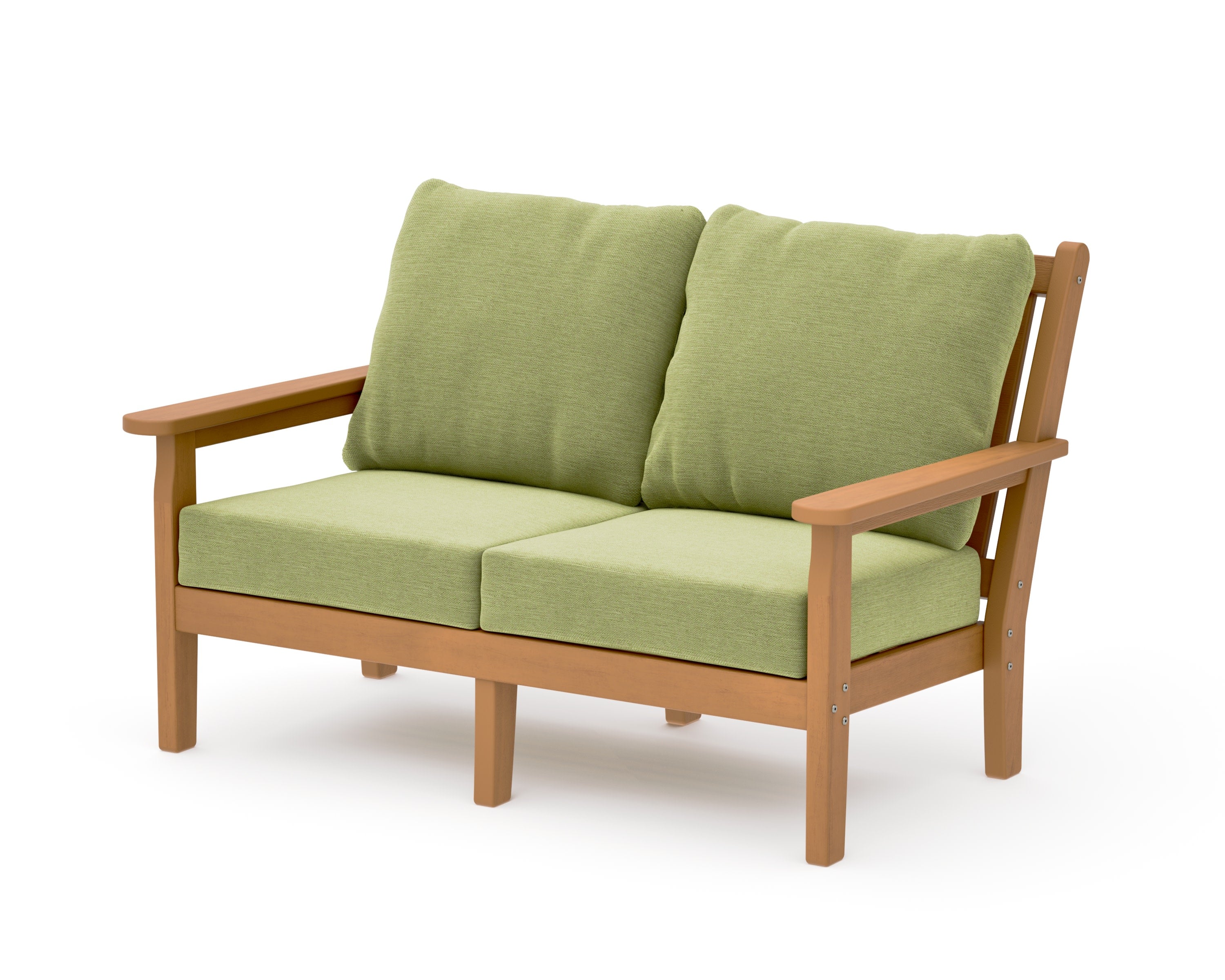 Chippendale Deep Seating Loveseat in Natural / Chartreuse Boucle