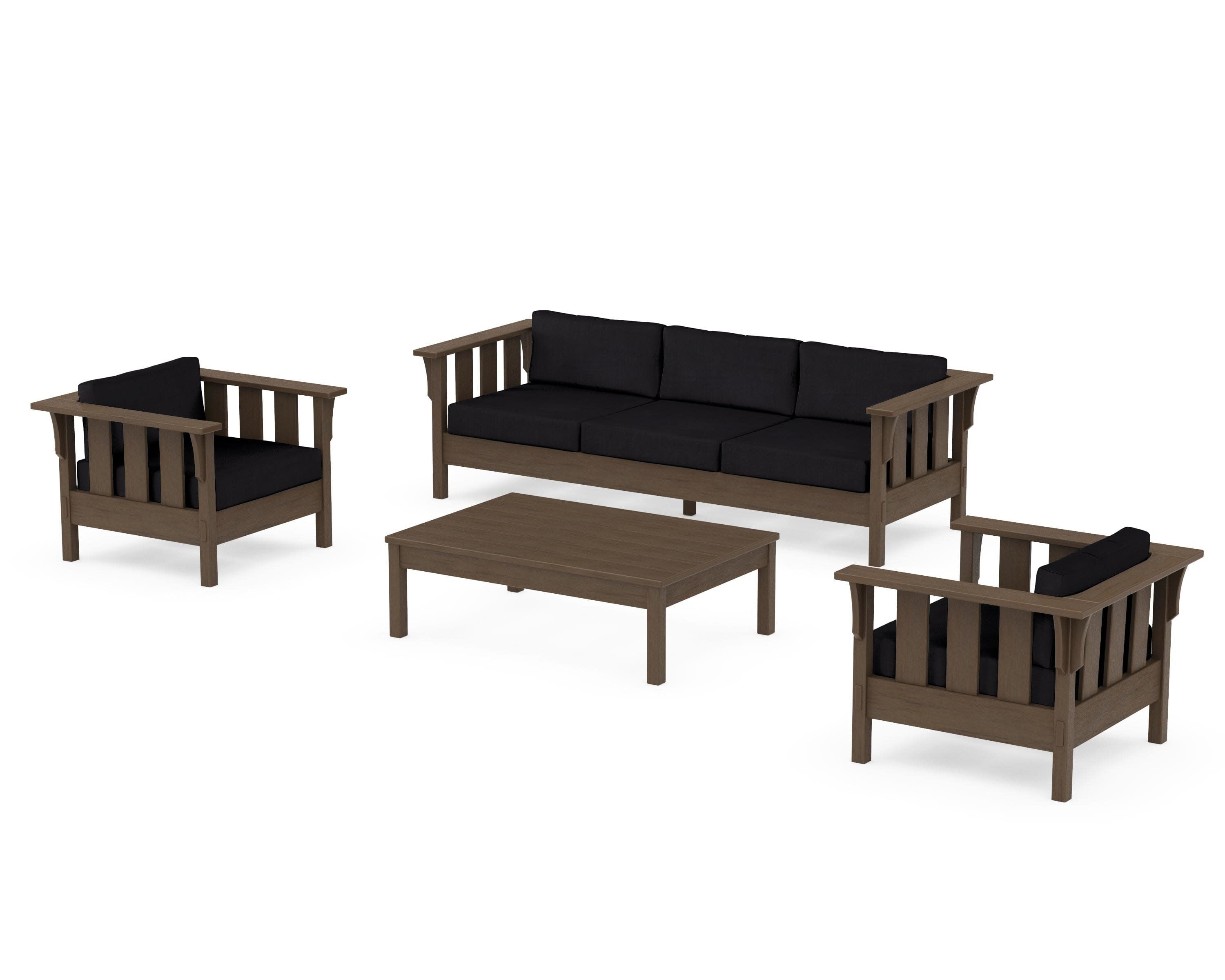 Acadia 4-Piece Deep Seating Set with Sofa in Kona / Midnight Linen