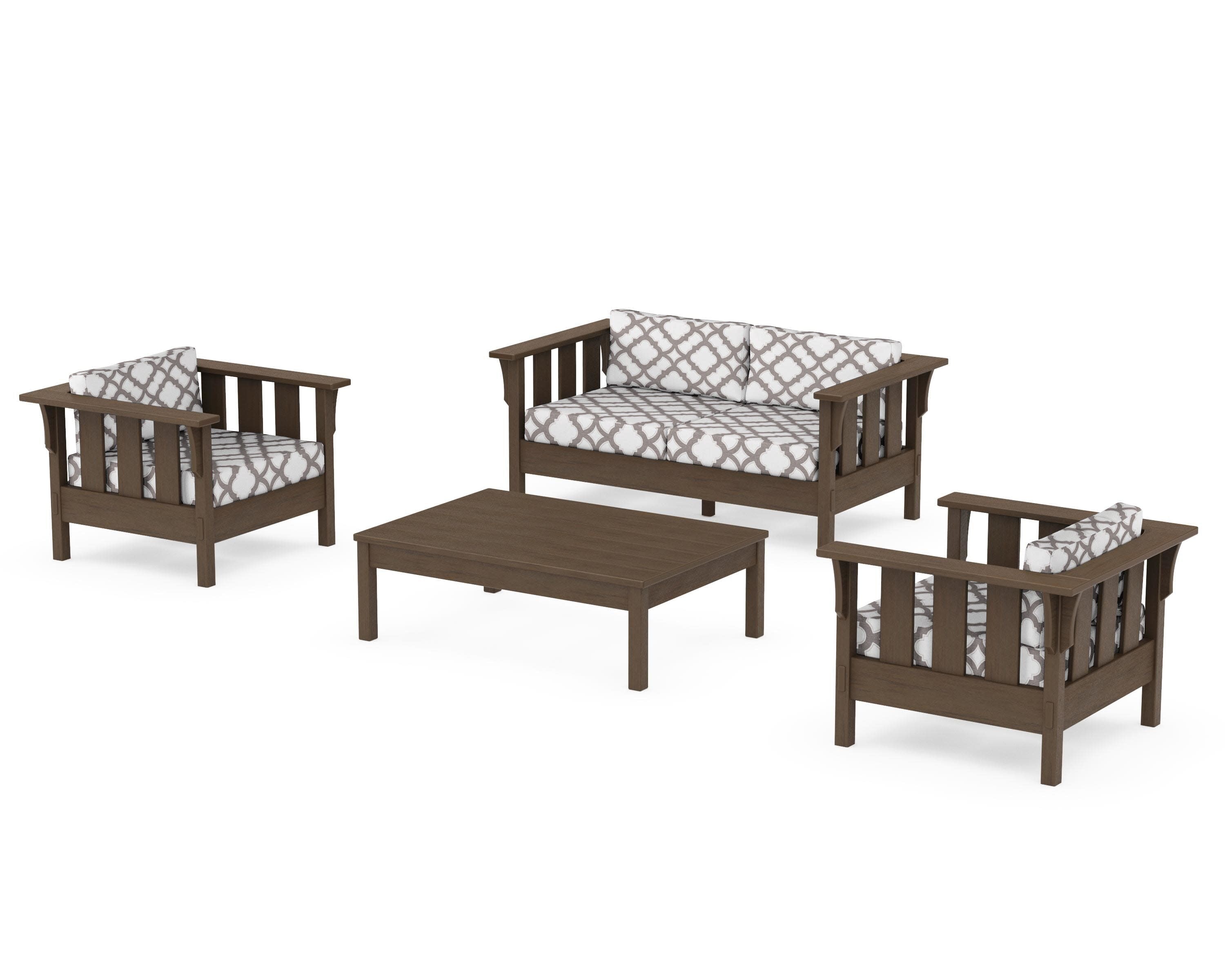 Acadia 4-Piece Deep Seating Set with Loveseat in Kona / Trellis Grey Mist