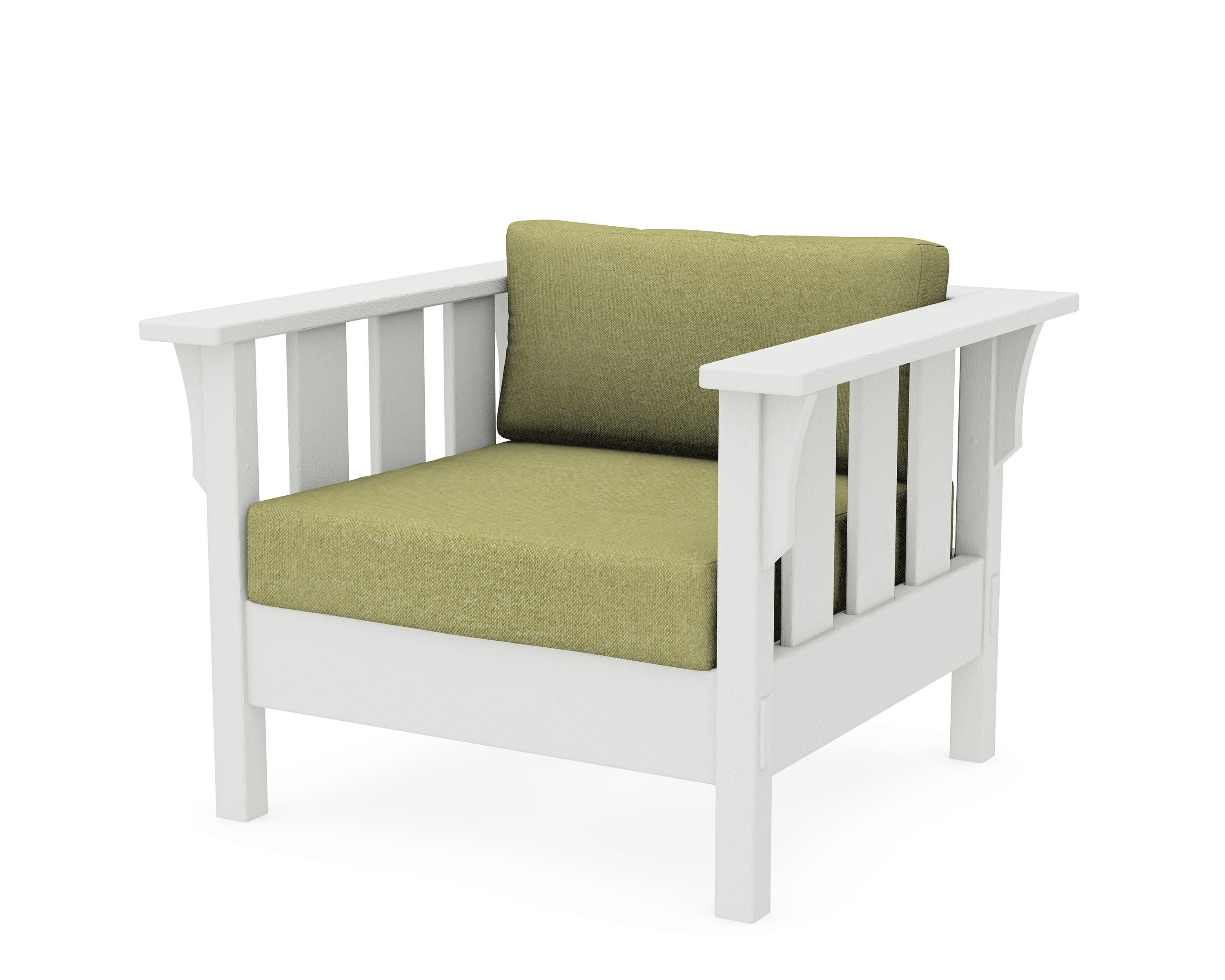 Acadia Deep Seating Chair in Vintage White / Chartreuse Boucle