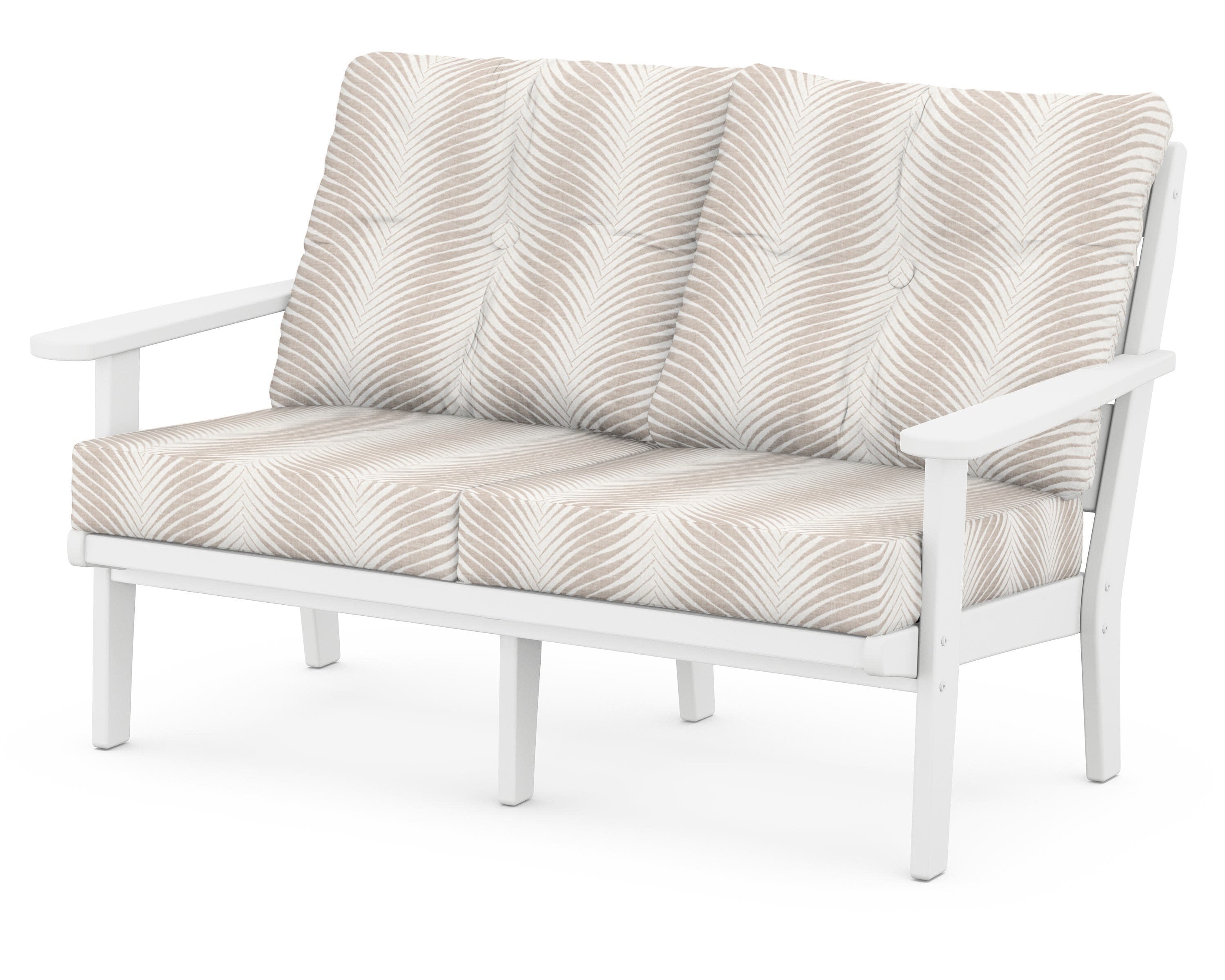 Lakeside Deep Seating Loveseat in White / Clock Out Cloud