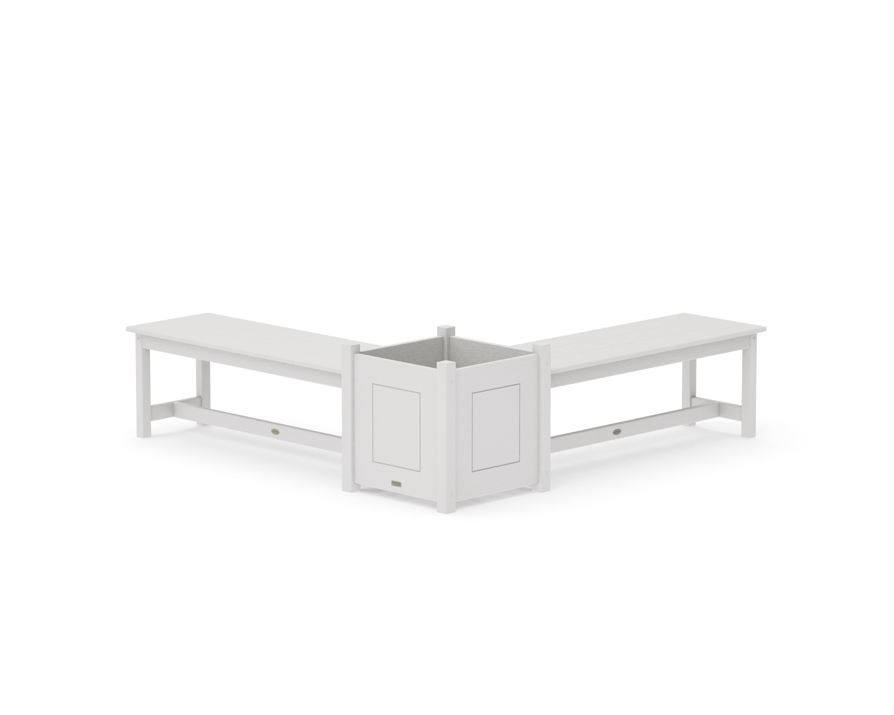 48" Country Living L- Shaped Planter Bench Set- Large in Vintage White