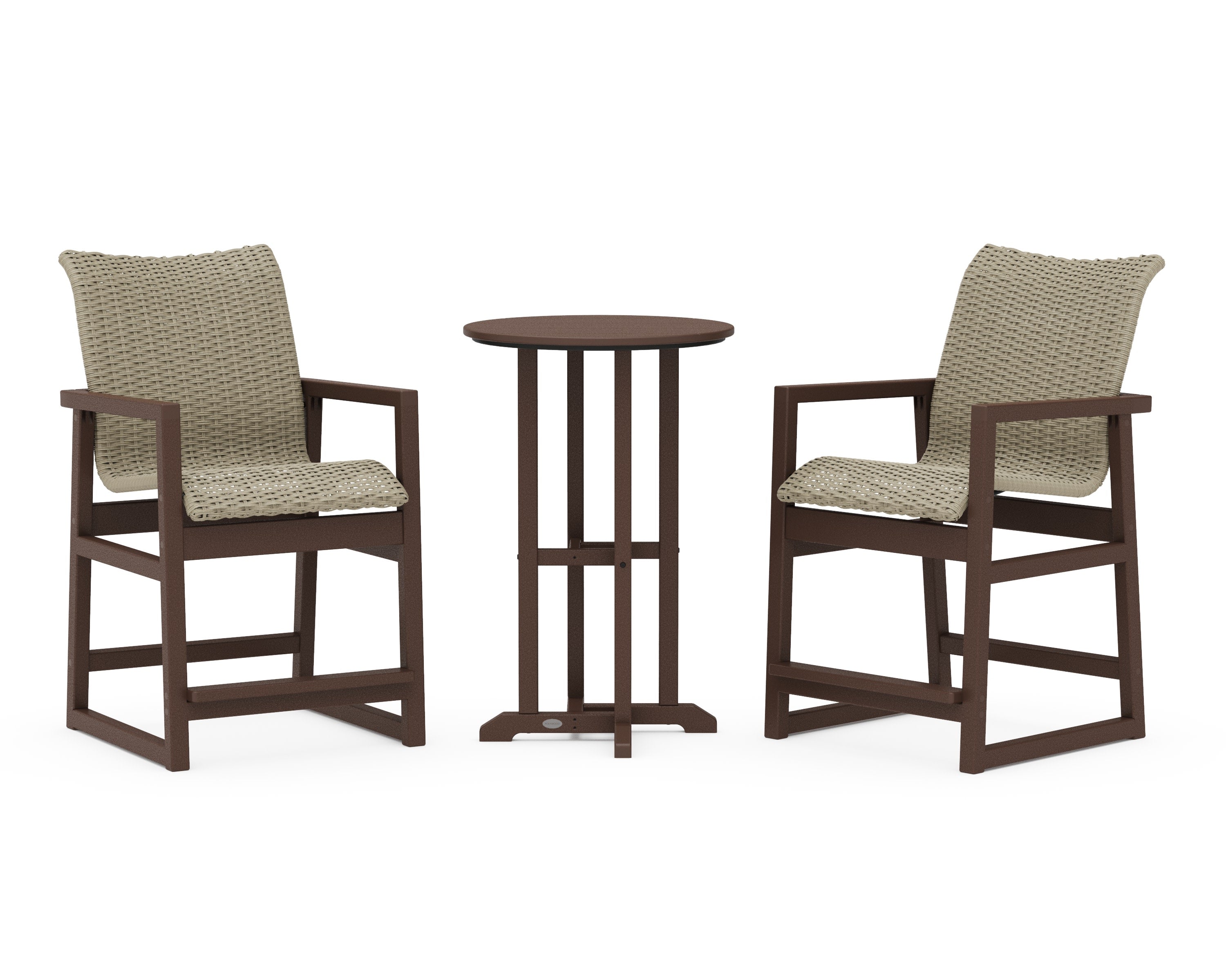 EDGE Woven 3-Piece Farmhouse Counter Set in Mahogany / Dune Grass