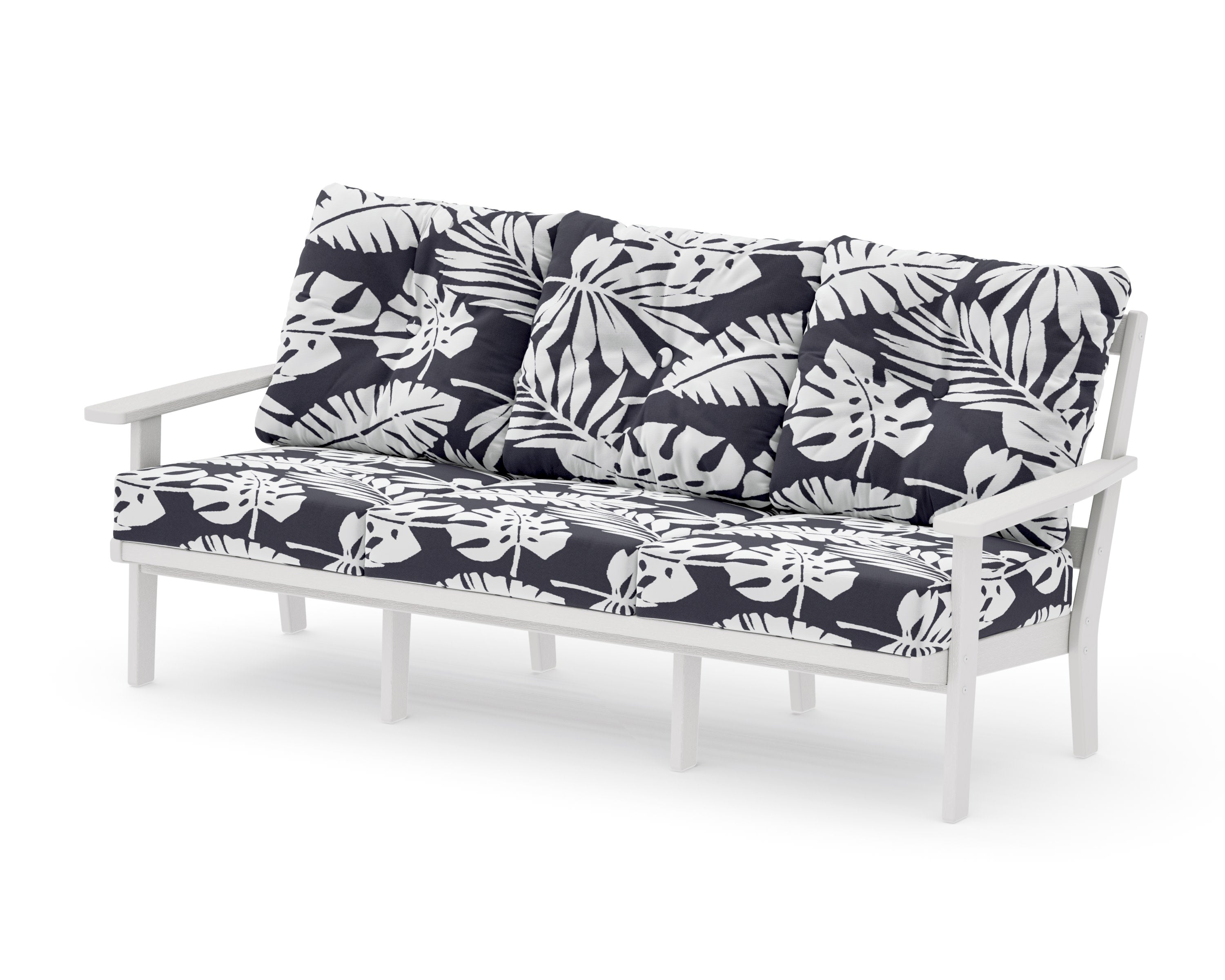 PrairieDeep Seating Sofa in Vintage White / Leaf Navy
