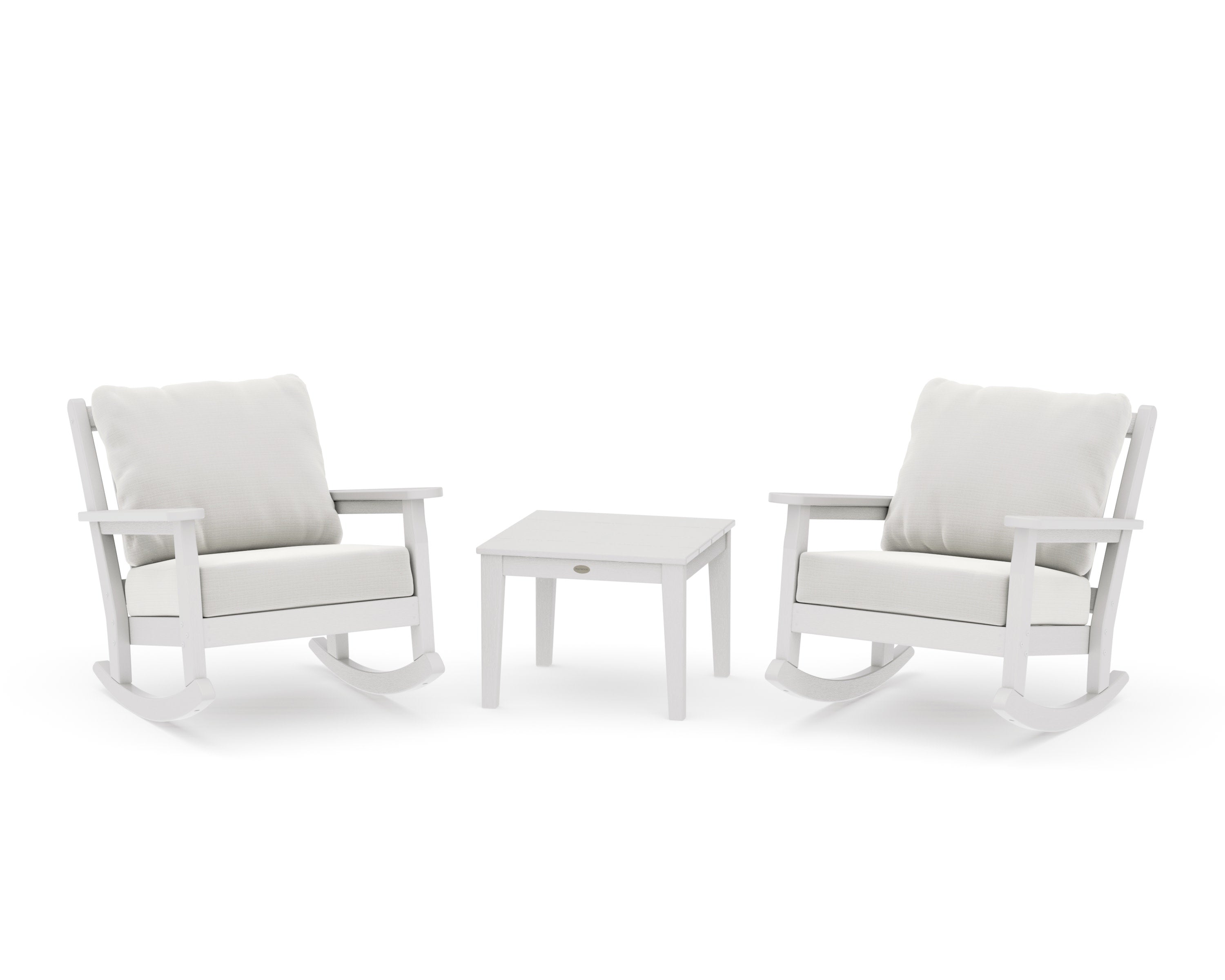Chippendale 3-Piece Deep Seating Rocker Set in Vintage White / Natural Linen