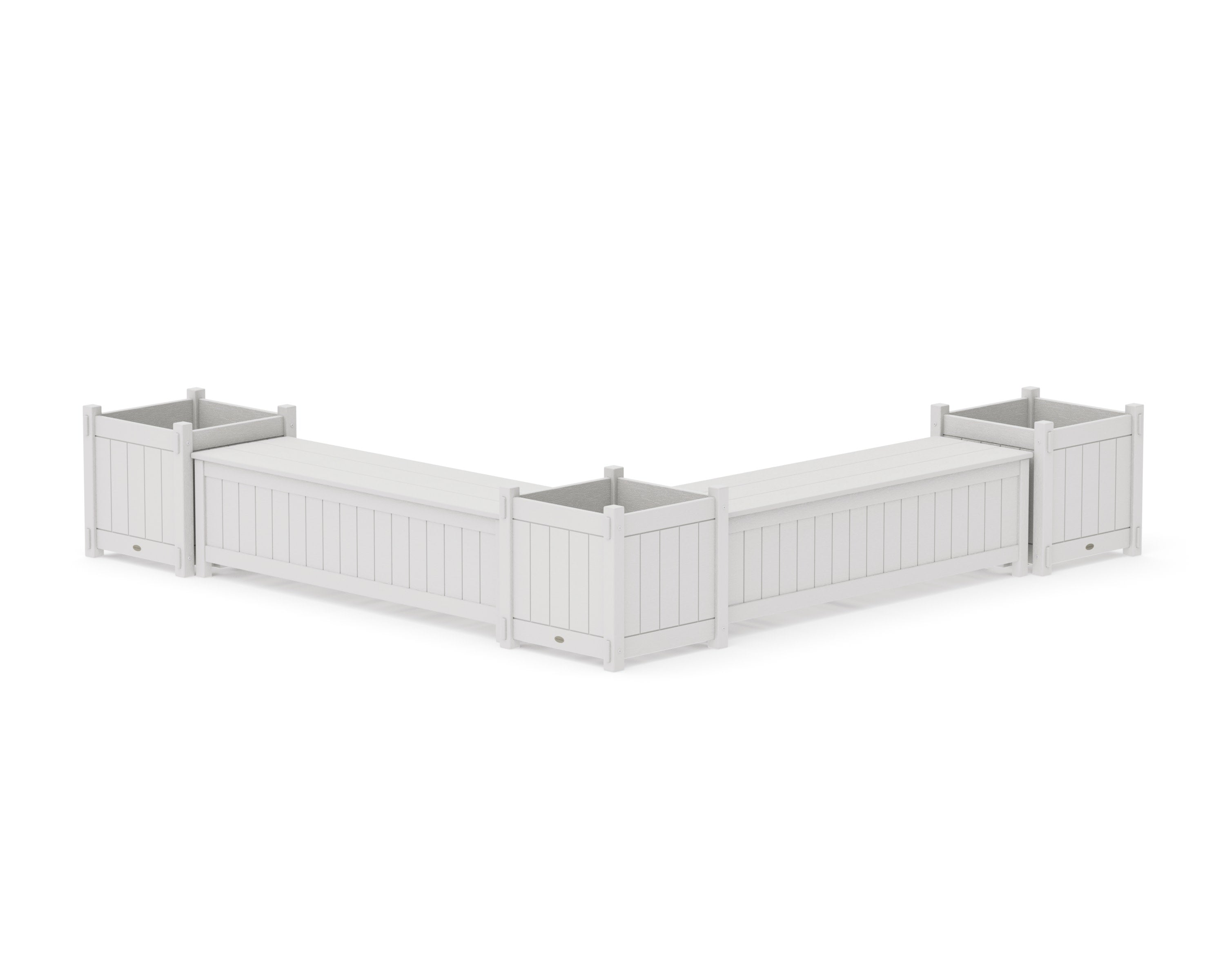 60" Vineyard L- Shaped Planter Storage Bench Corner Set- Large in Vintage White