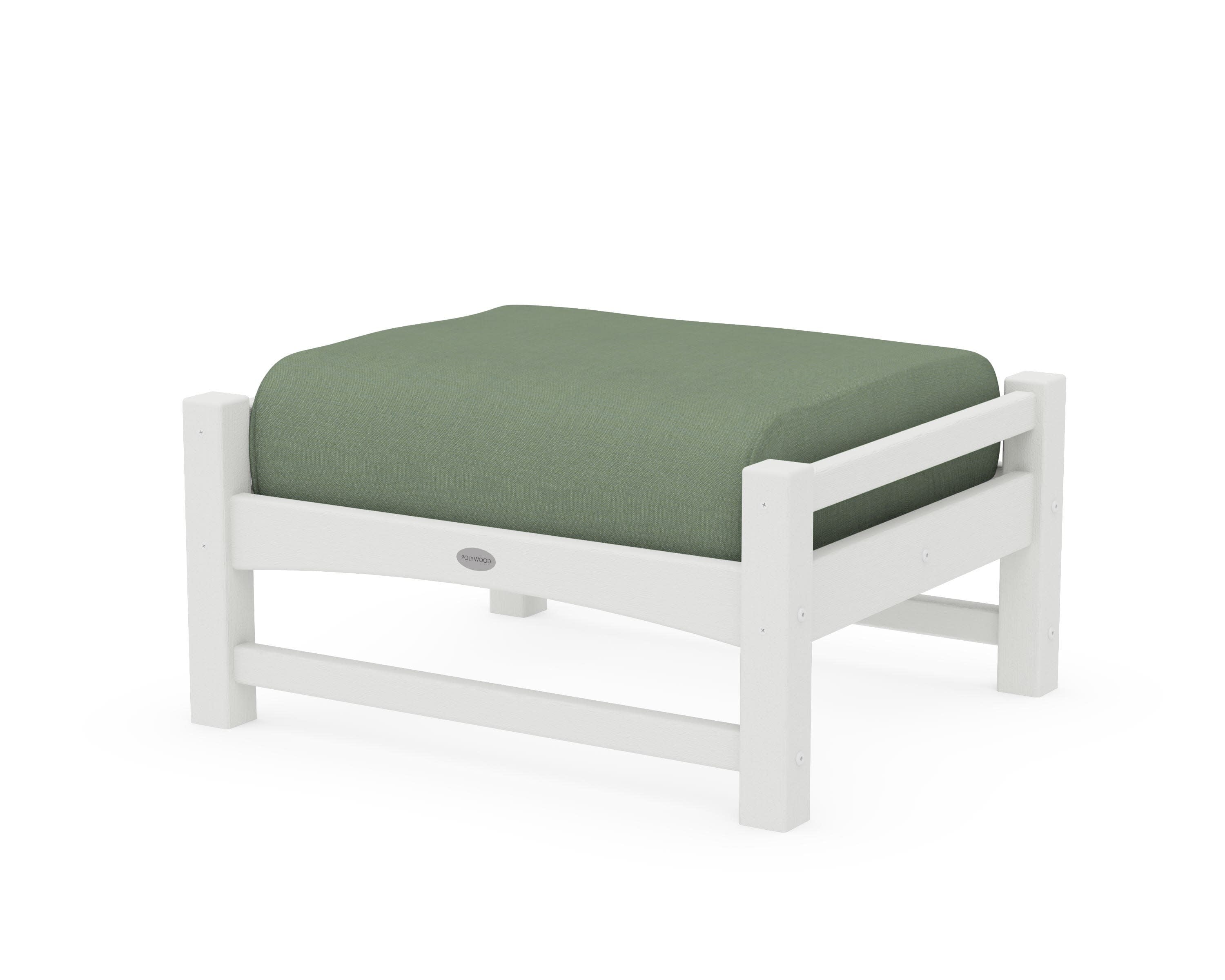 Club Ottoman in Vintage White / Exhale Rainwashed