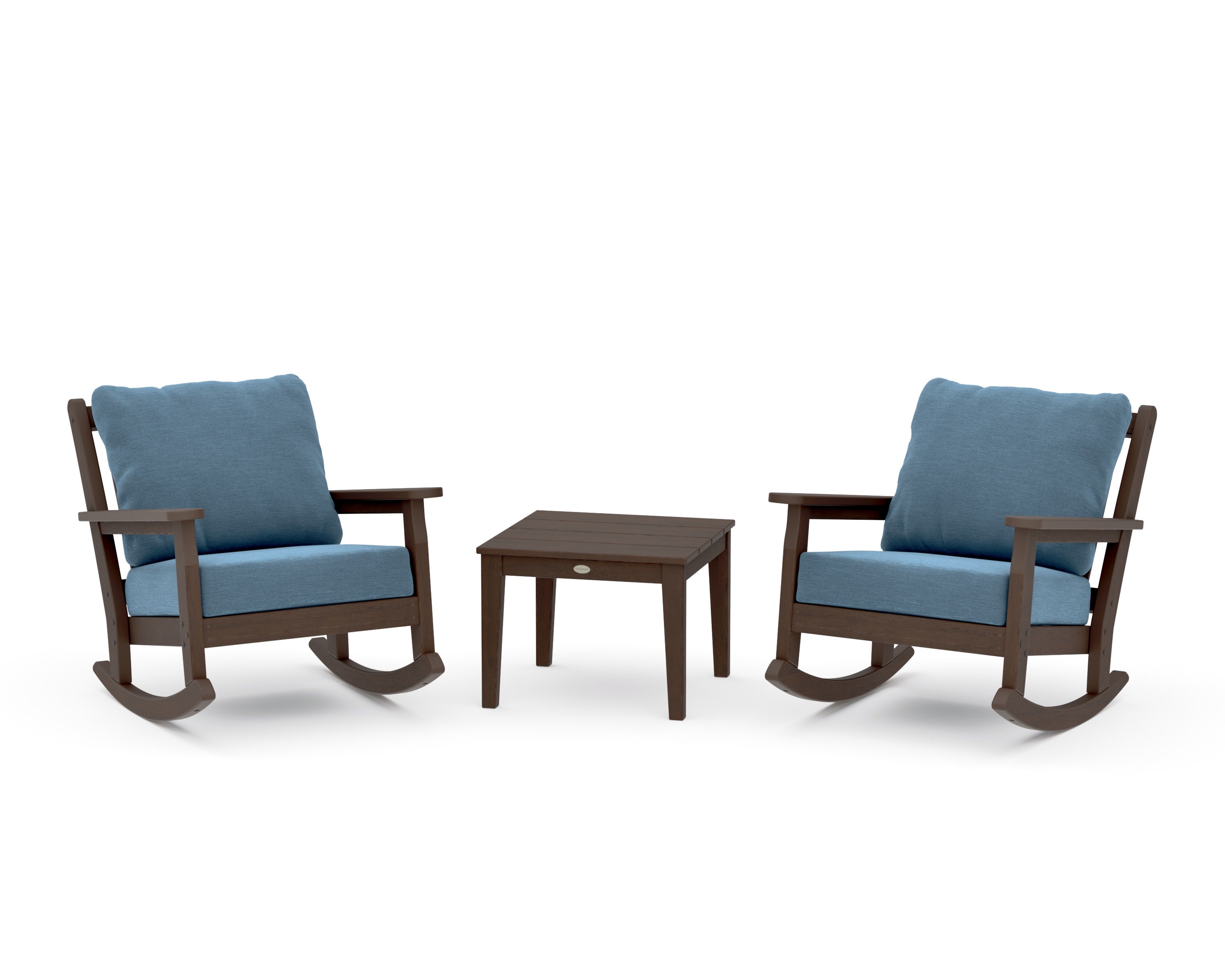 Chippendale 3-Piece Deep Seating Rocker Set in Kona / Sky Blue