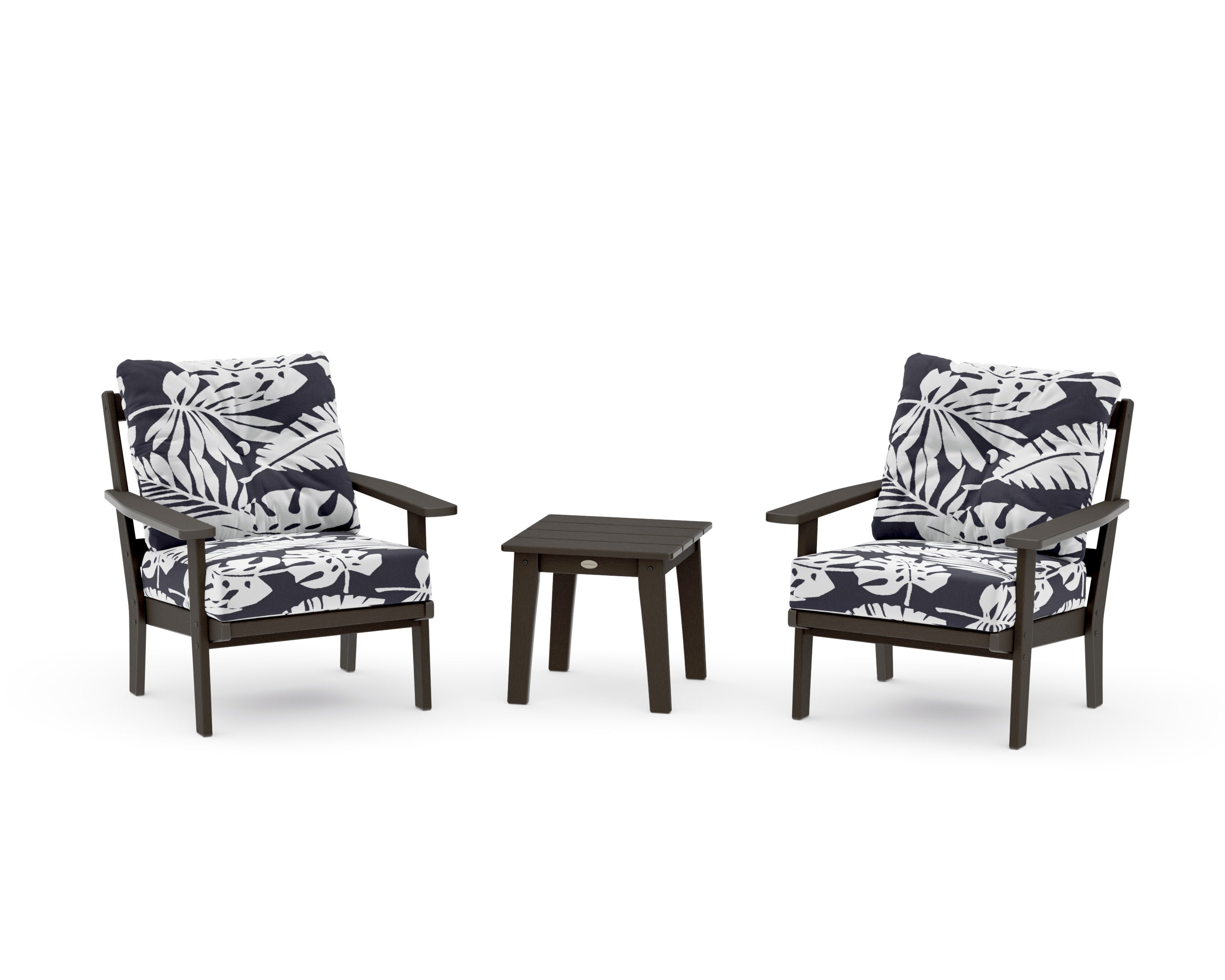 Prairie 3-Piece Deep Seating Set in Vintage Coffee / Leaf Navy