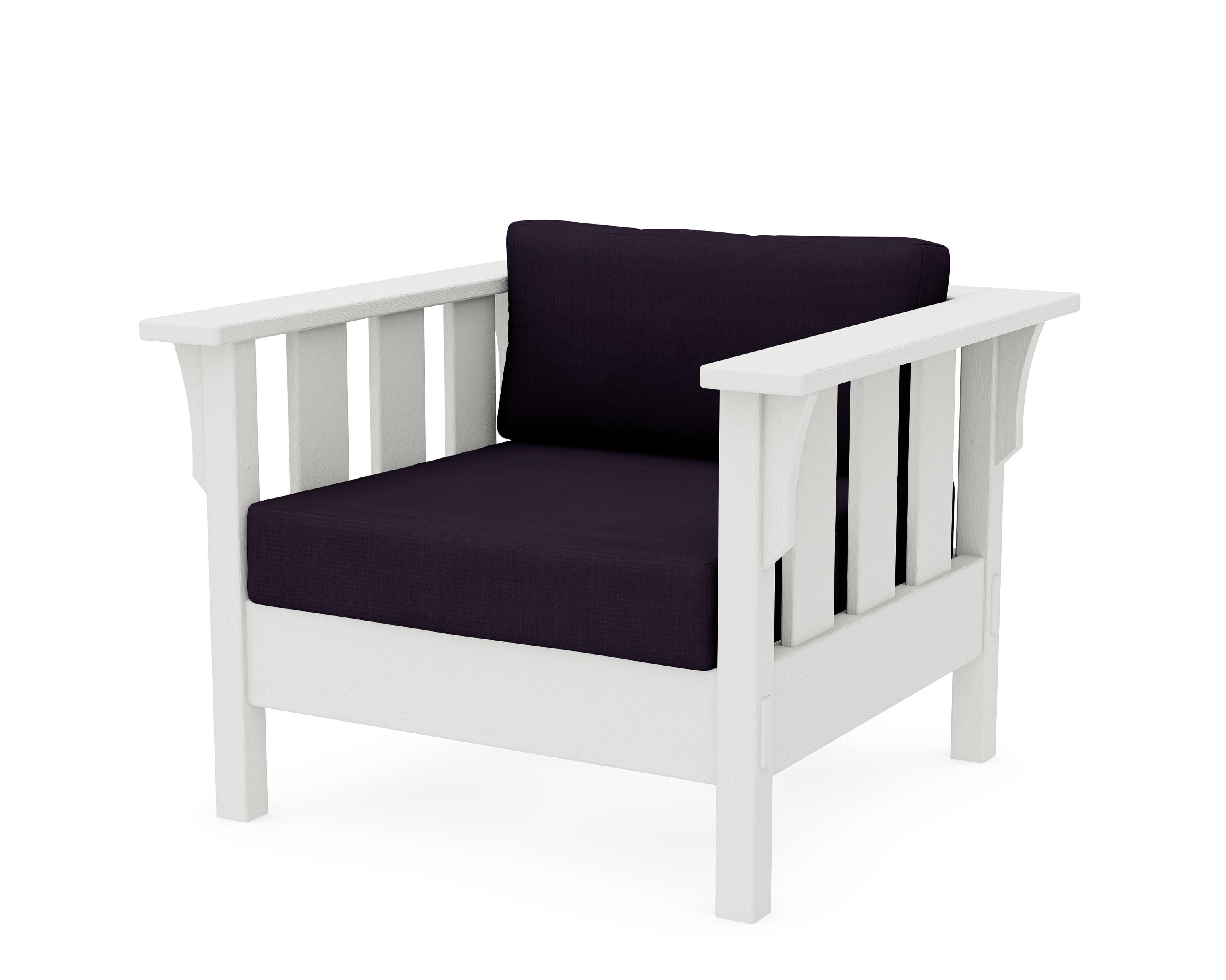 Acadia Deep Seating Chair in Vintage White / Navy Linen